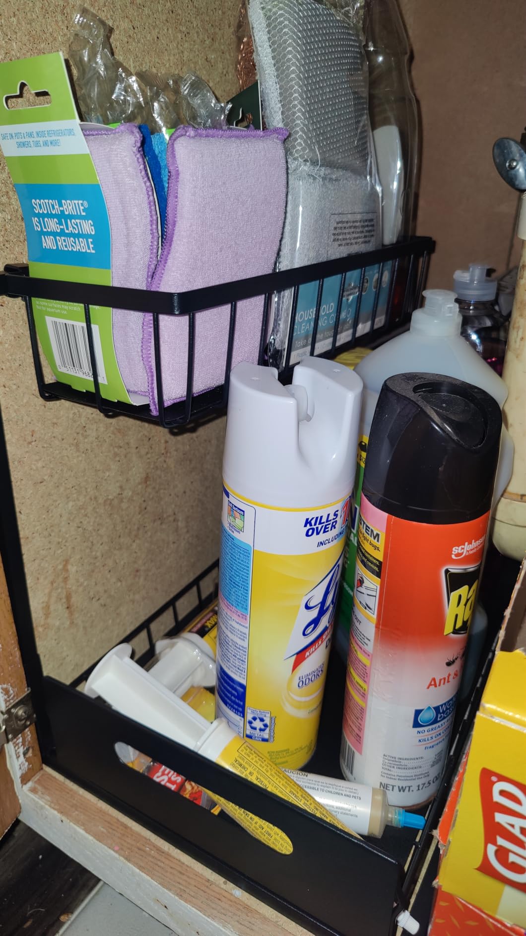 REALINN Under Sink Organizer, Pull Out Cabinet Organizer, 2 Tier Metal Slide Out Shelf with L Shaped Design for Kitchen, Bathroom, Laundry, and Utility Cabinet Storage for Deep Cabinets, White, 2 Pack customer photo 2