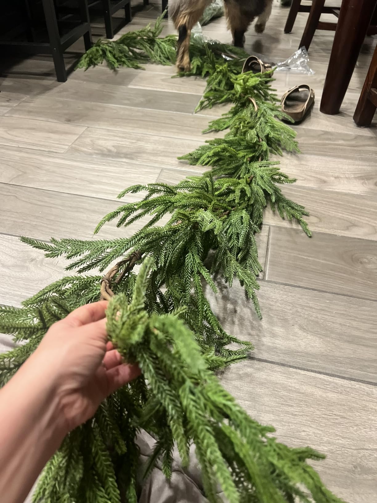 WBHome 9ft Real Touch Norfolk Pine Christmas Garland, Winter Greenery Garland for Christmas, Holiday Seasonal Outdoor/Indoor Home Decor, 9FT Long customer photo 1