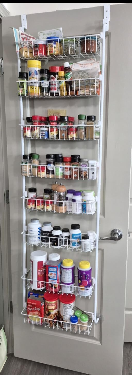 Delamu Over the Door Pantry Organizer, 6-Tier Pantry Organizers and Storage, Metal Cabinet Door Organizer, Hanging Spice Rack Shelves for Home & Kitchen, D5 x W18 x H50 inch, White customer photo 2