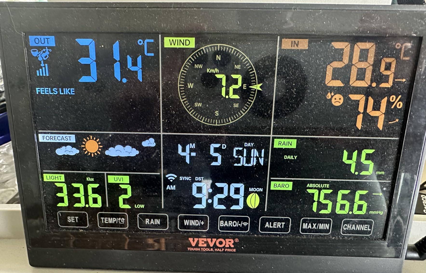 VEVOR YT60234 WiFi Weather Station 7-in-1, Weather Stations WiFi Indoor Outdoor, 7.5