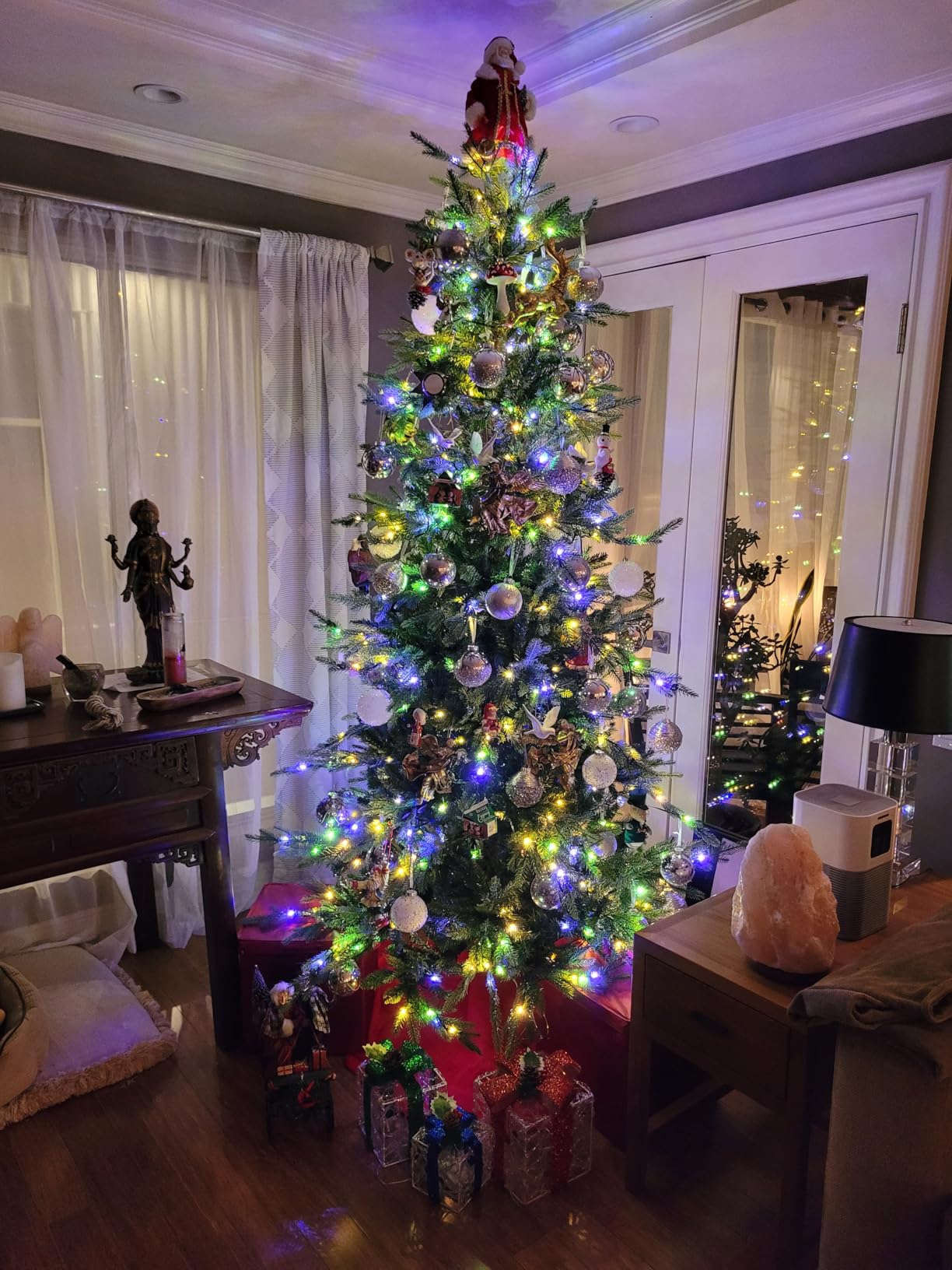 Best Choice Products 7.5ft Pre-Lit Artificial Aspen Slim Christmas Tree, Noble Holiday Décor w/ 2,136 Branch Tips, 2-in-1 Multicolor LED Lights, Cordless Connection, Metal Stand customer photo 1