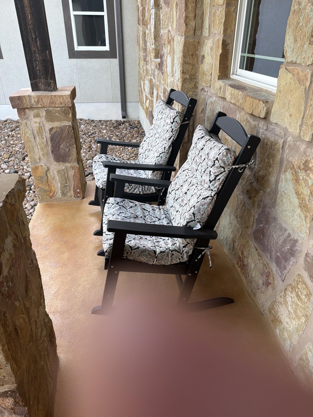 Outdoor Rocking Chair Set of 2, Oversized Rocking Chair Outdoor | HDPE All Weather Resistant High Back Patio Rocker for Porch, Patio, Garden, 350 lbs Capacity, Grey customer photo 1