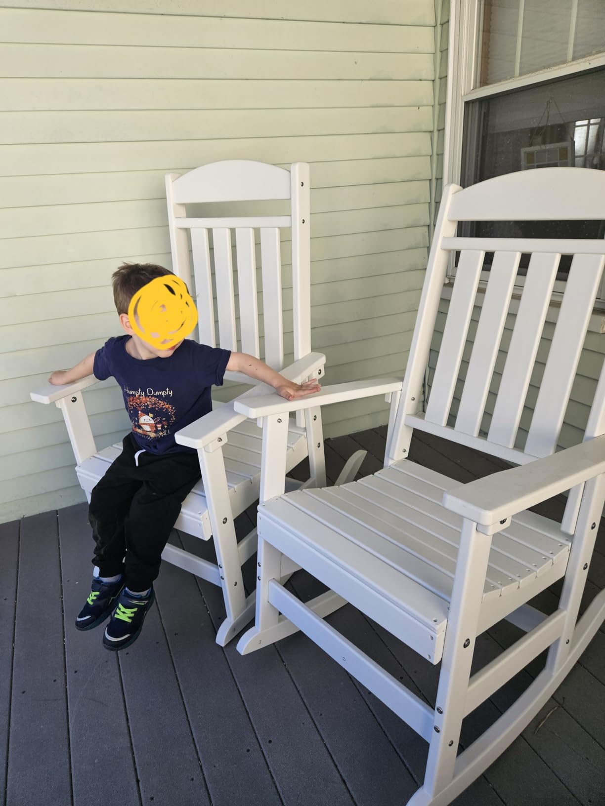 Outdoor Rocking Chair Set of 2, Oversized Rocking Chair Outdoor | HDPE All Weather Resistant High Back Patio Rocker for Porch, Patio, Garden, 350 lbs Capacity, Grey customer photo 2