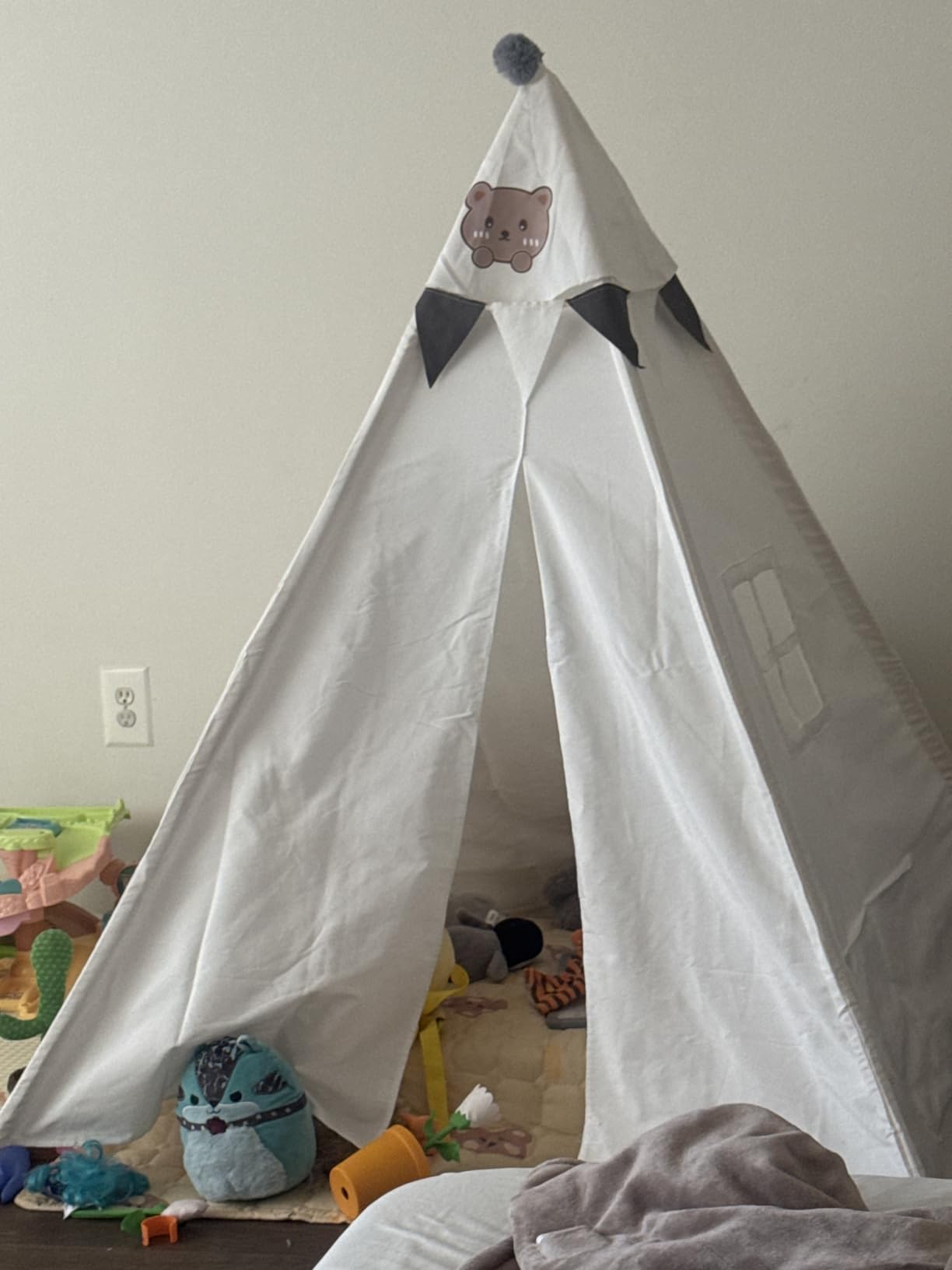 RongFa Teepee Tent for Kids-Portable Children Play Tent Indoor Outdoor (White with Mat) customer photo 1