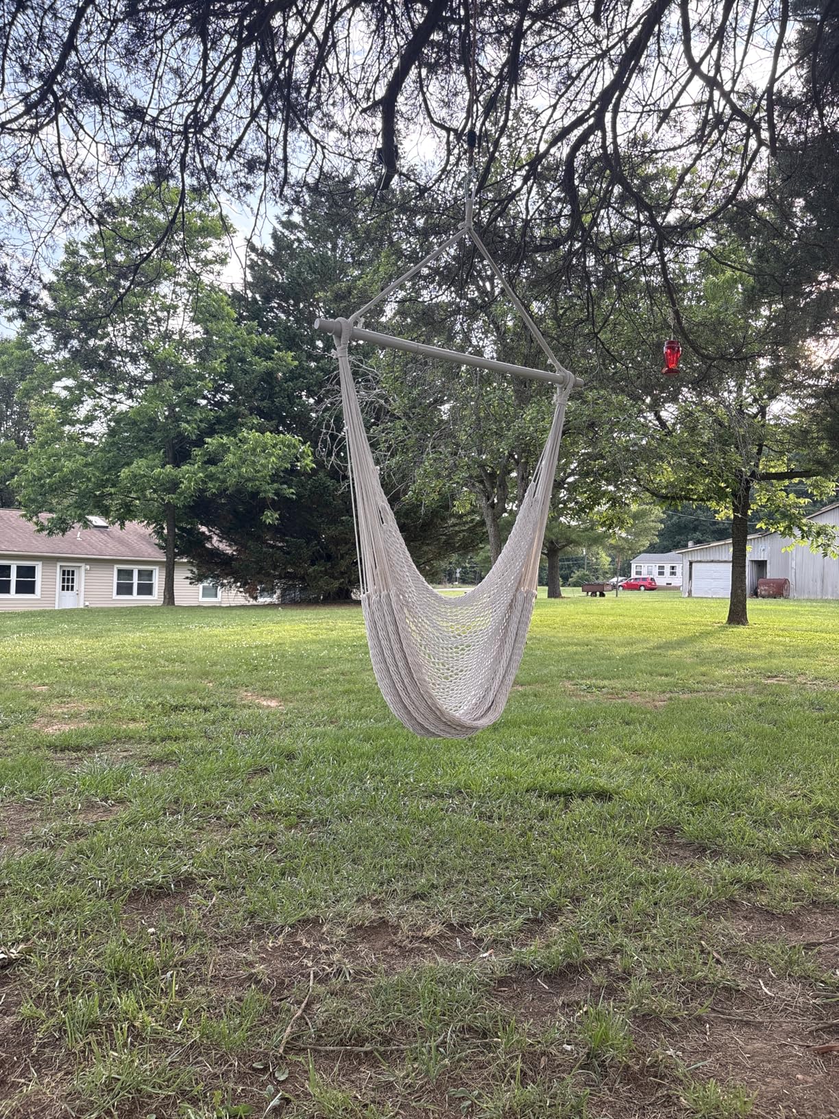 Barydat 2 Pcs Hanging Hammock Chair Boho Swing Chair Outdoor Indoor Comfy Soft Cotton Rope Weaving with 40 Inch Detachable Metal Bars for Backyard Living Room Garden, 270lb Capacity (Brown) customer photo 2