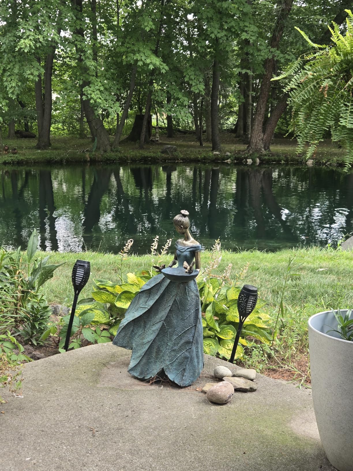 Dilicoming Large Garden Fairy Statue Bird Feeder & Bird Bath - 23-Inch Resin Outdoor Yard Decor Angel Statue, Decorative Girl Sculpture for Garden, Lawn, Patio customer photo 1