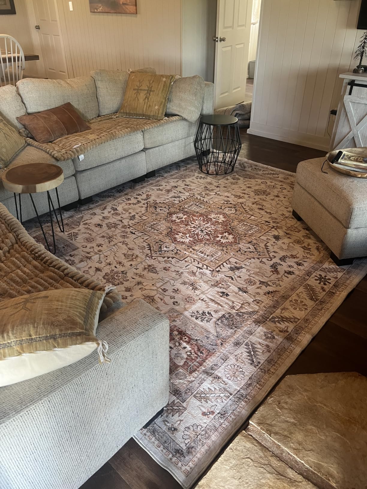 cotiled 6x9 Area Rug for Living Room, Washable, Traditional, Beige | Soft Distressed Oriental Design with Vintage Charm for Bedroom, Dining Room, and Home Office customer photo 1