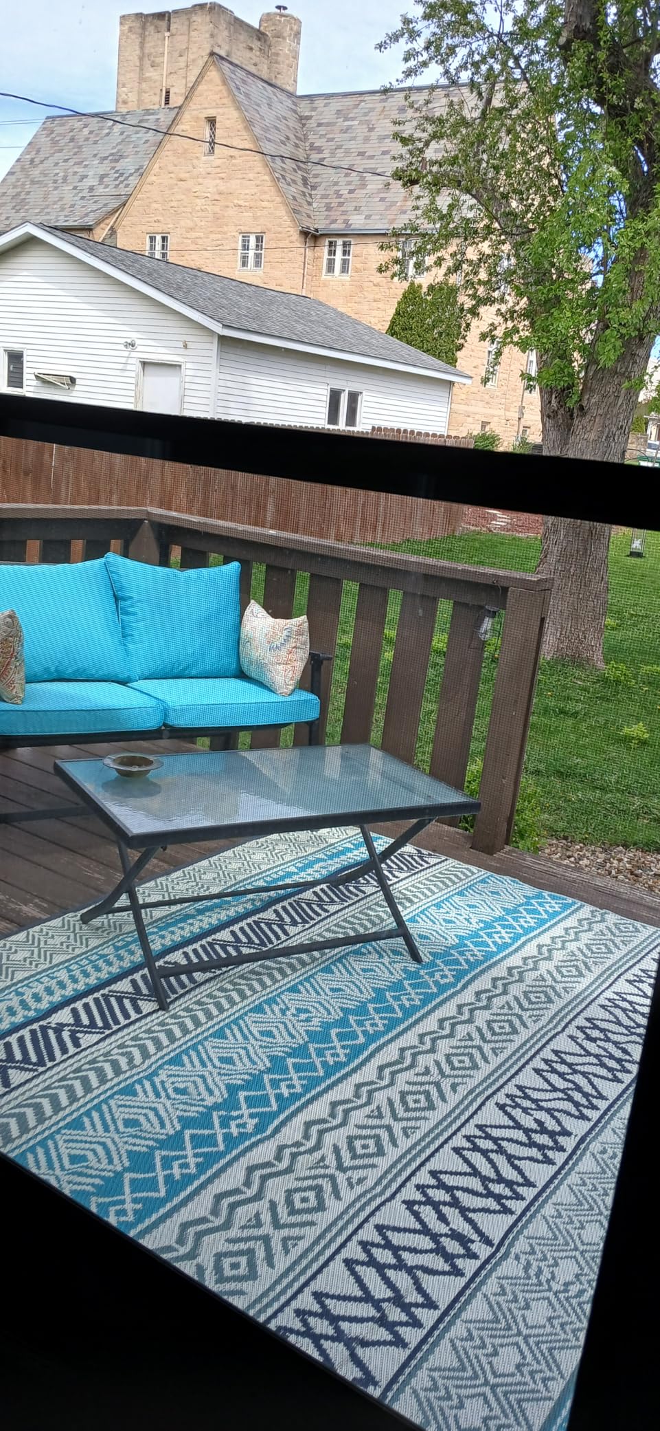 MontVoo Outdoor Rug Carpet Waterproof-Patio Rug Mat 5x8 Reversible RV Outdoor Camping Rugs Picnic Beach Mats Plastic Straw Outside Rugs for Balcony Porch Pool Deck Boho Patio Decor customer photo 2