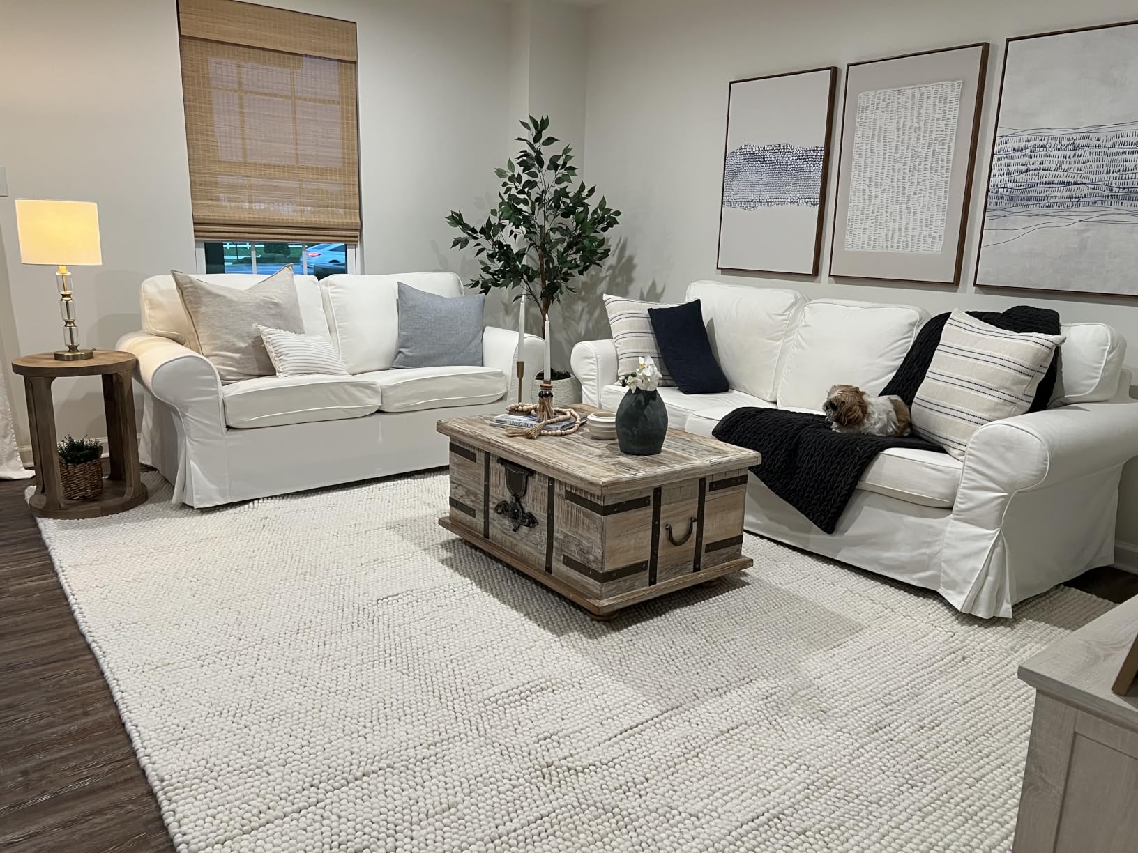 S & L Homes Wool Cotton Hand Woven Chunky Knit Popcorn Rug - Ivory Contemporary Area Rug for Living Room Bedroom (8' x 10' - Ivory) customer photo 1