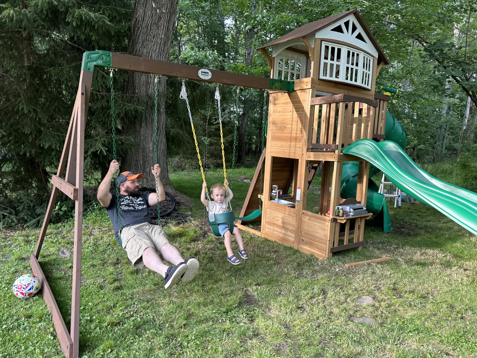 DECORLIFE Toddler Swing, Baby Swing Outdoor - High Back Full Bucket Swing Set, 330lb Capacity, Safety Design, Plastic-Coated Chains and Quick-Snap Carabiners for Backyard, Playground customer photo 1