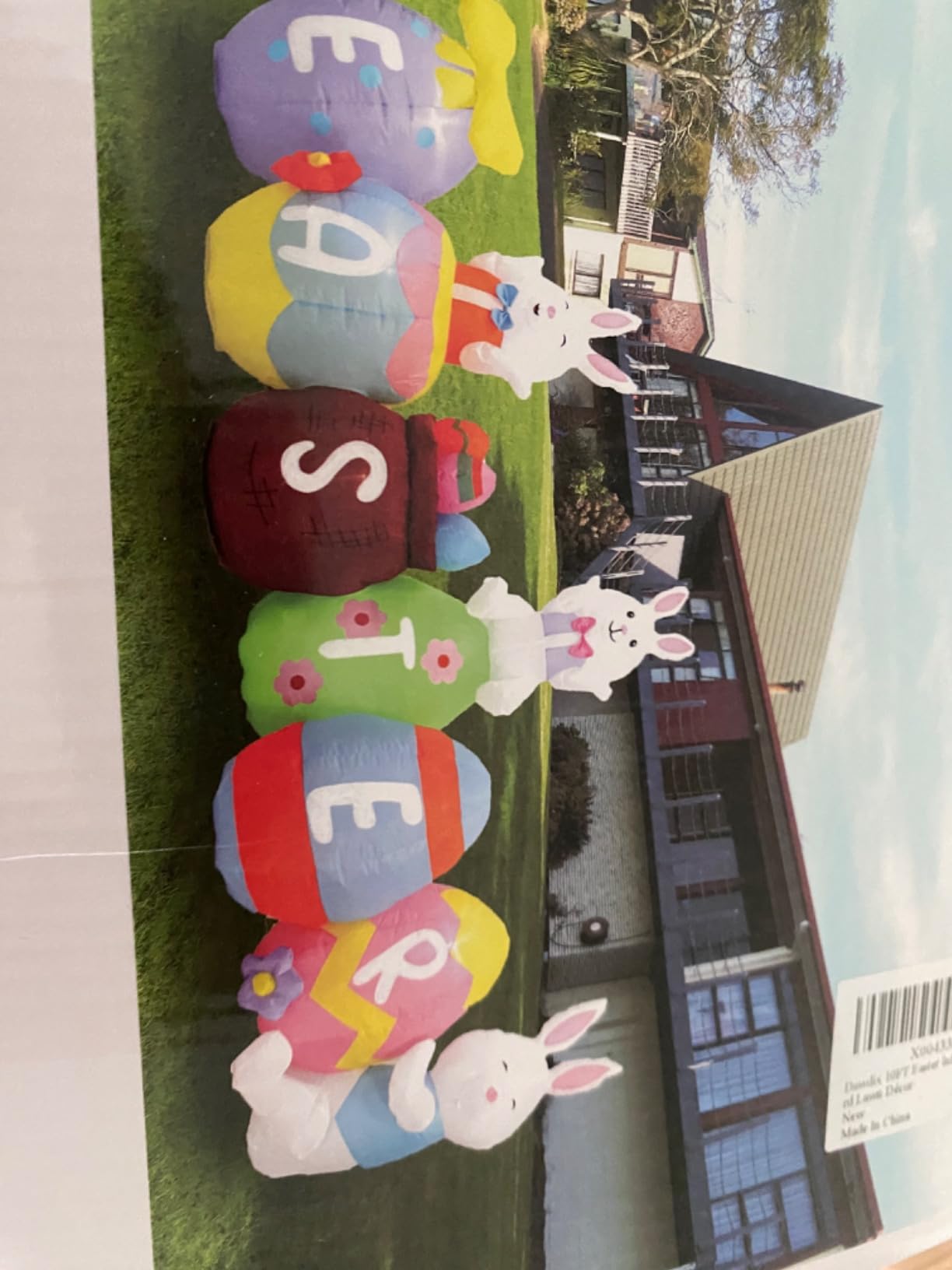 10FT Easter Inflatables Outdoor Decorations, Large Easter Blow Up Bunny and Eggs Built-in 9 Bright LED Lights, Cute Spring Inflatable Decor for Yard Garden Lawn Holiday Party customer photo 2