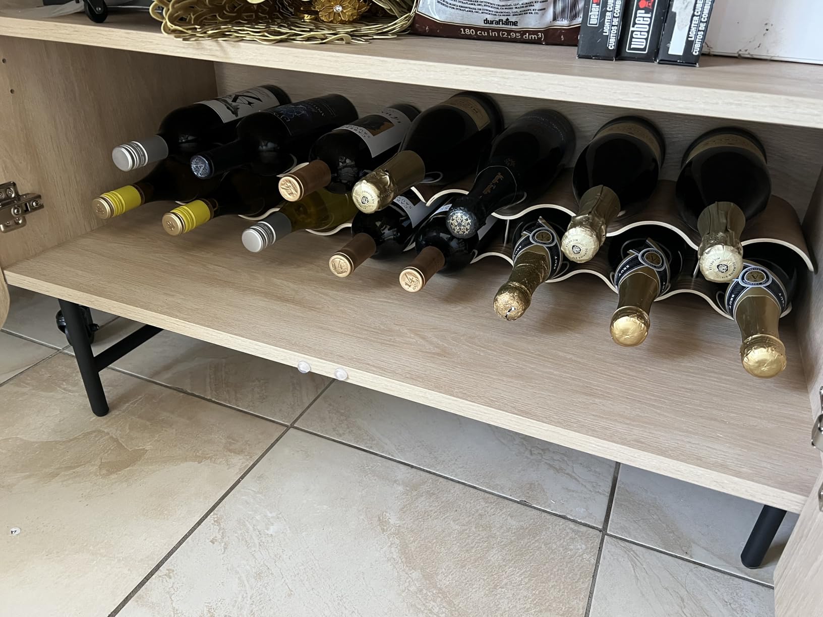 Countertop Wine Rack - 12 Bottle Freestanding Wine Bottle Holder Stand - 3 Tier Wooden Wine Storage Rack - Wavy Wine Organizer customer photo 1