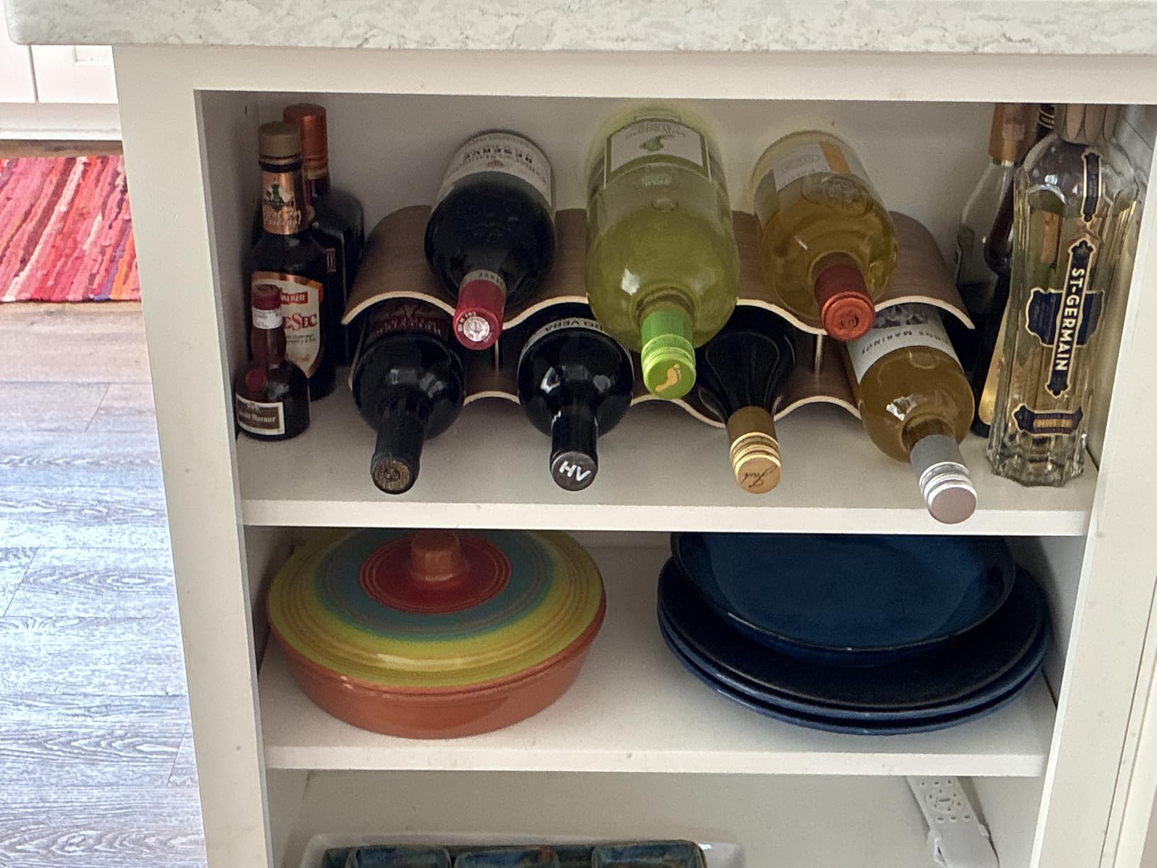 Countertop Wine Rack - 12 Bottle Freestanding Wine Bottle Holder Stand - 3 Tier Wooden Wine Storage Rack - Wavy Wine Organizer customer photo 2
