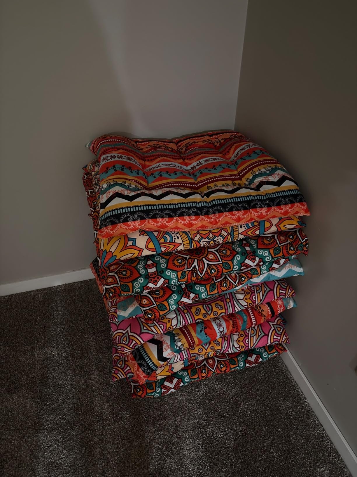 Nuogo 4 Pack Large 22 Inch Bohemian Floor Pillows Square Boho Floor Cushions Seating Pillows for Soft Yoga Meditation Pillow Mandala Pouf for Living Room Tatami Reading Nook (Exquisite) customer photo 2