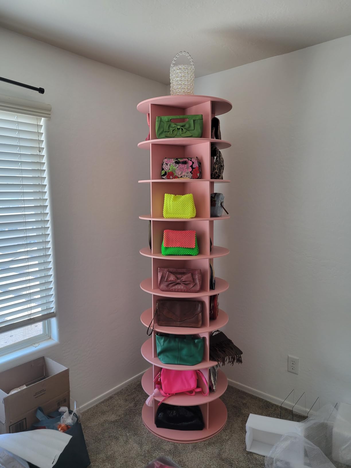 SpaceAid 7 Tier Rotating Shoe Rack Tower, Spinning Shoe Display Lazy Susan, Revolving 360 Shoe Rack Storage Round Carousel, Vertical Handbag Rotate Shoes Closet Organization (7-Tier Black) customer photo 2