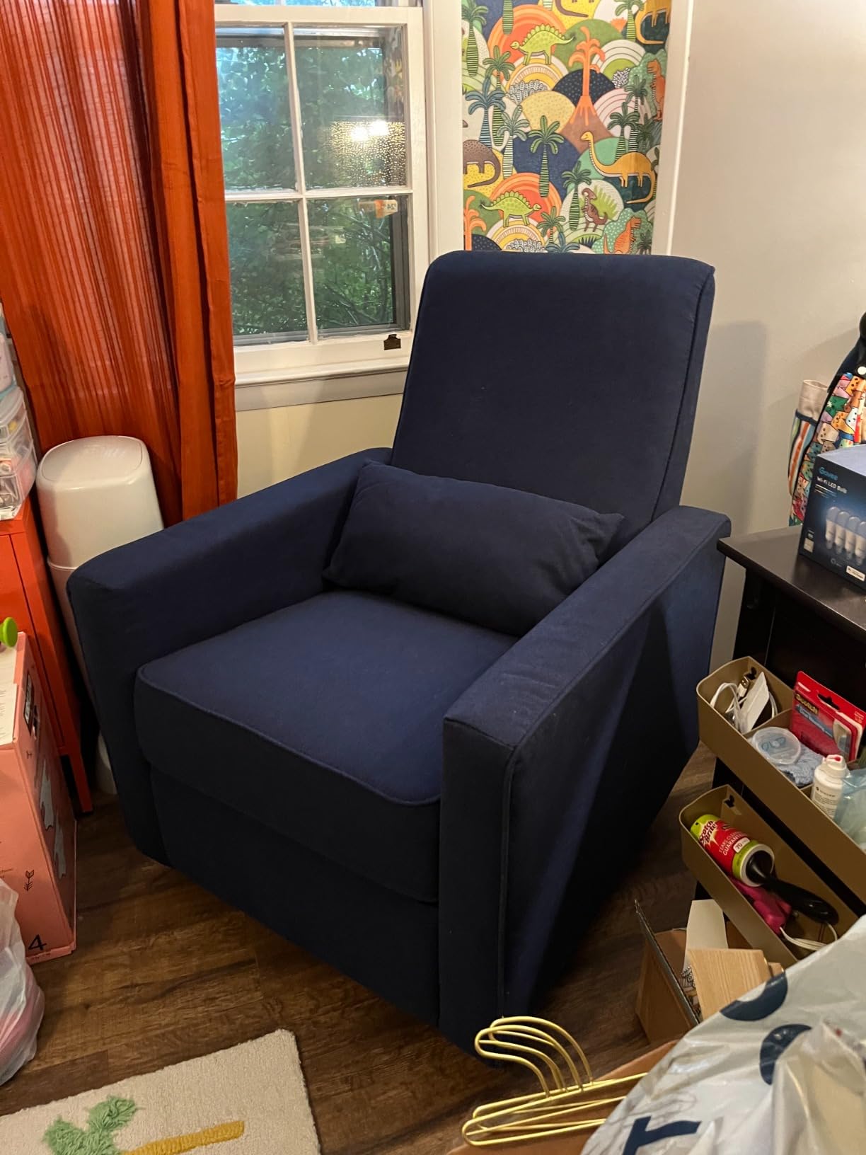 DaVinci Piper Swivel Glider Recliner Chair, Pine Green | GREENGUARD, CertiPUR-US Certified - Ultra Comfy Upholstered Glider Recliner Nursery Chair, Manual 360° Recline & Swivel Glide customer photo 1