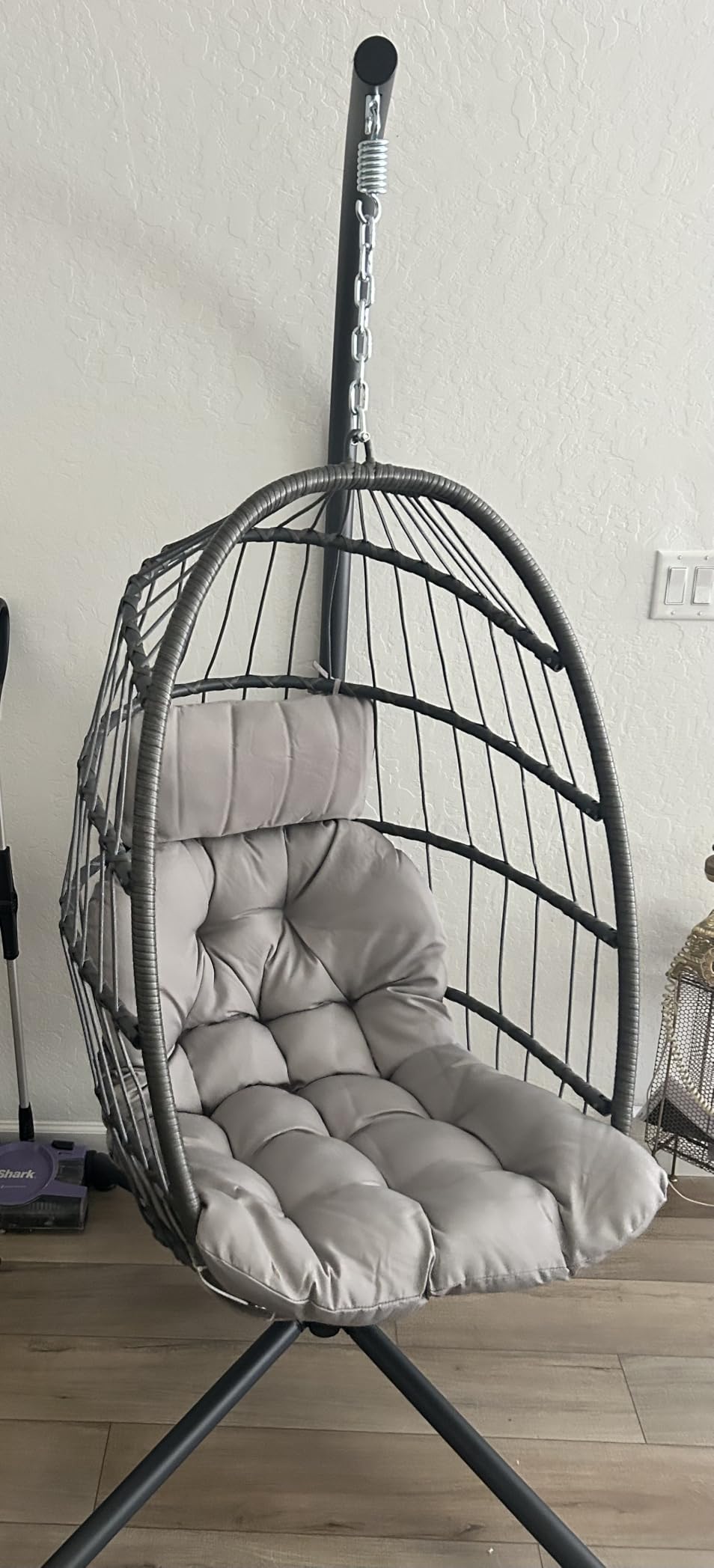 FREDEES Egg Swing Chair with Stand, Outdoor Hanging Egg Chair with Cushion for Patio/Porch/Balcony/Indoor (Light Gray) customer photo 1