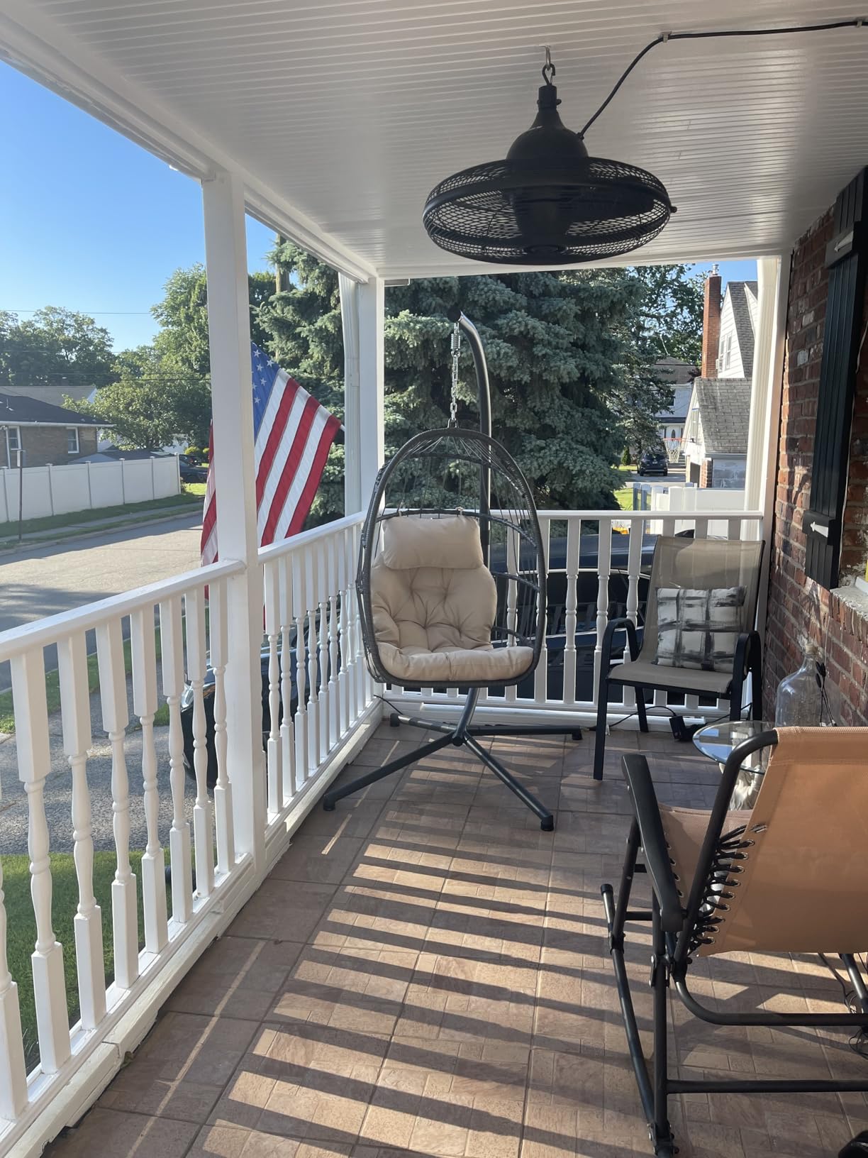 FREDEES Egg Swing Chair with Stand, Outdoor Hanging Egg Chair with Cushion for Patio/Porch/Balcony/Indoor (Light Gray) customer photo 2