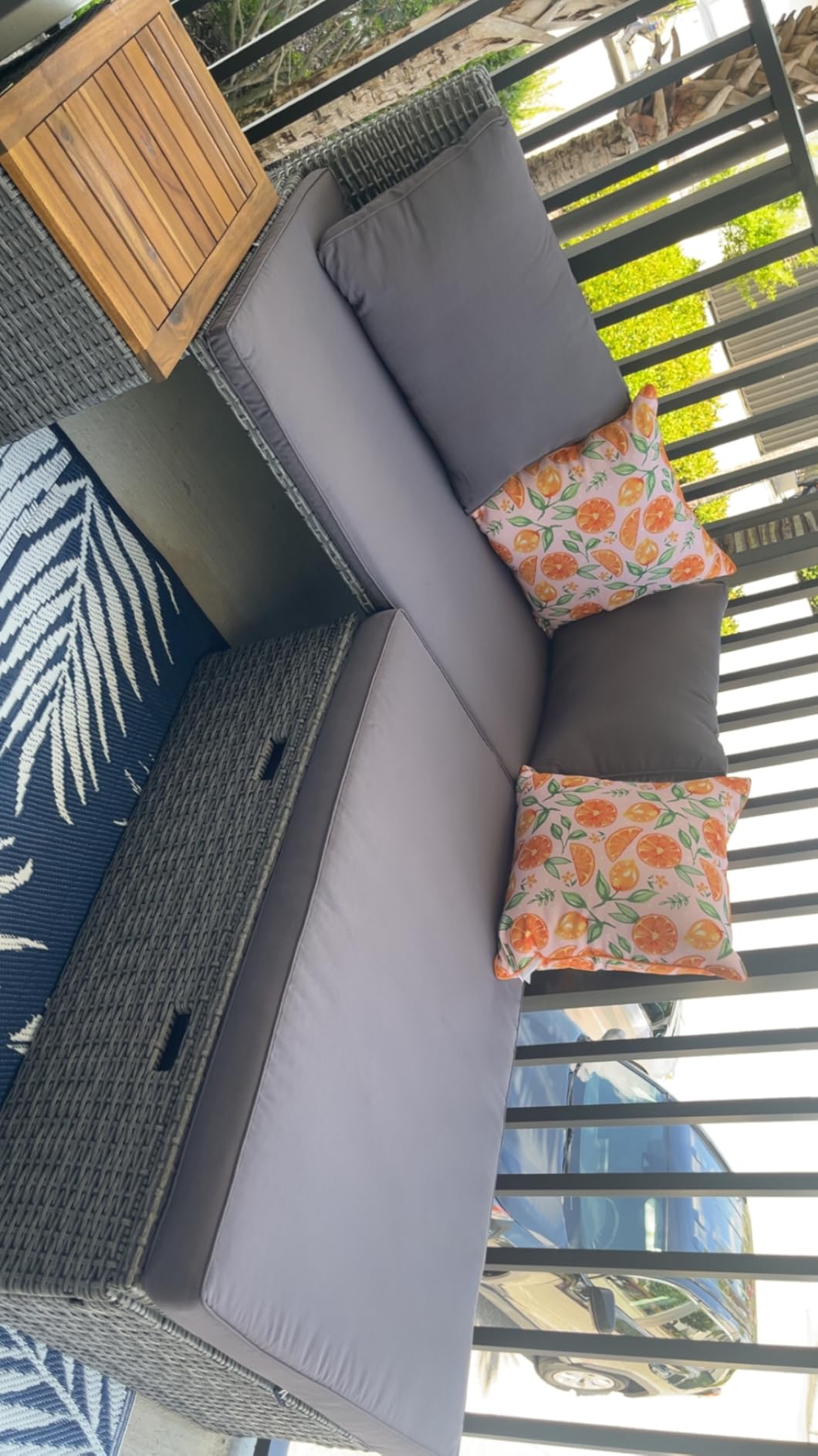 Flamaker Outdoor Rattan Daybed with 2 Side Tables, Wicker Patio Sofa with Storage Ottoman, Cushions, Sunbed Wicker Furniture Chaise Lounge Chair for Backyard Porch Poolside (Beige) customer photo 1