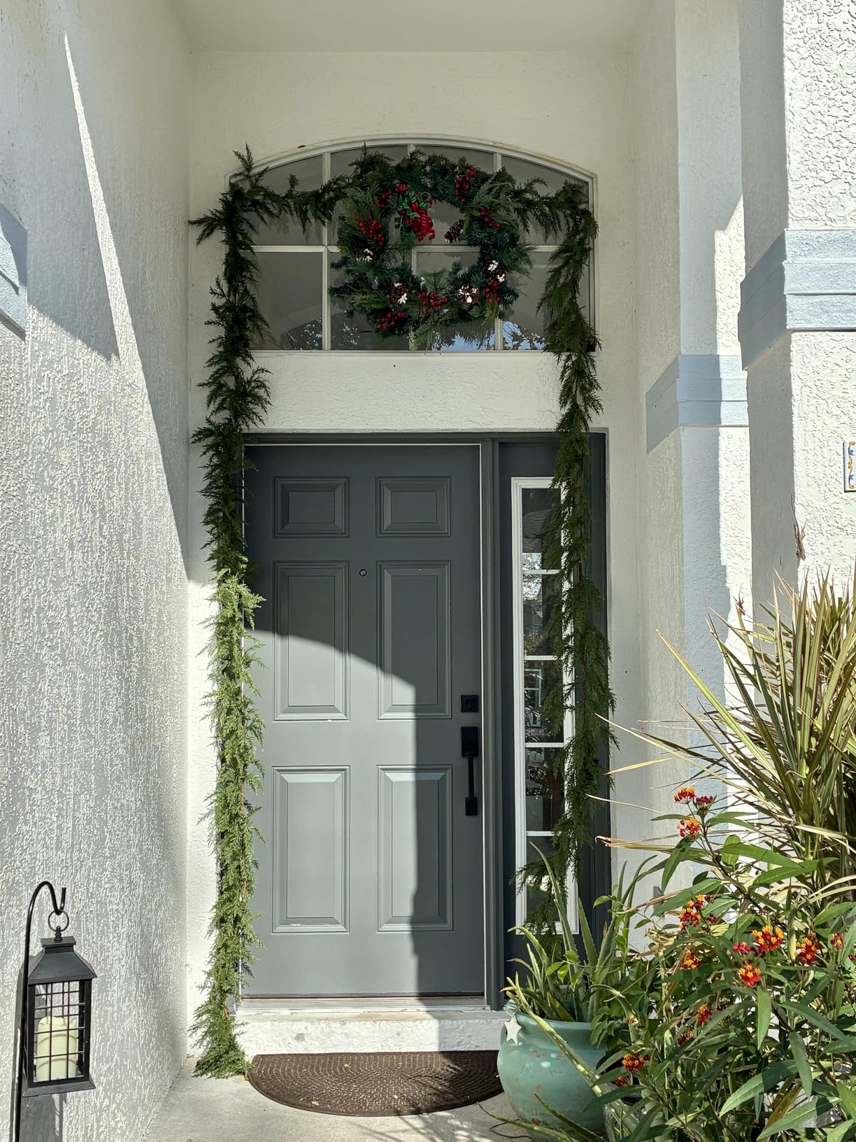 Valery Madelyn 9 Ft Artificial Norfolk Pine Garland for Mantle, Real Tough Christmas Cedar Garland with Light, Lighted Winter Pine Branches for Home Stairs Fireplace Table Indoor Outdoor Holiday Decor customer photo 2