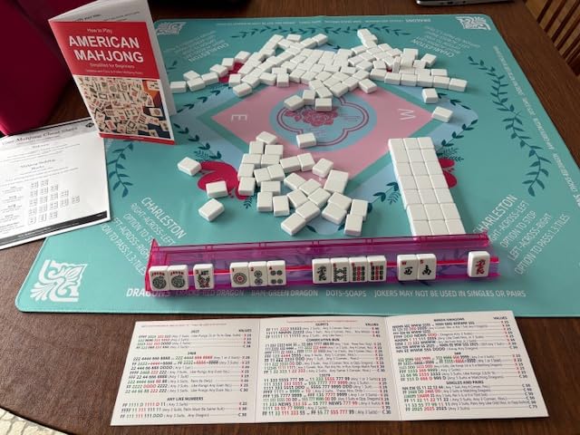 ZGME American Mahjong Set, 166 White Tiles with Red Bag and Accessories, 4 All-in-One Mahjong Racks with Pushers, Complete Western Mahjong Set customer photo 2