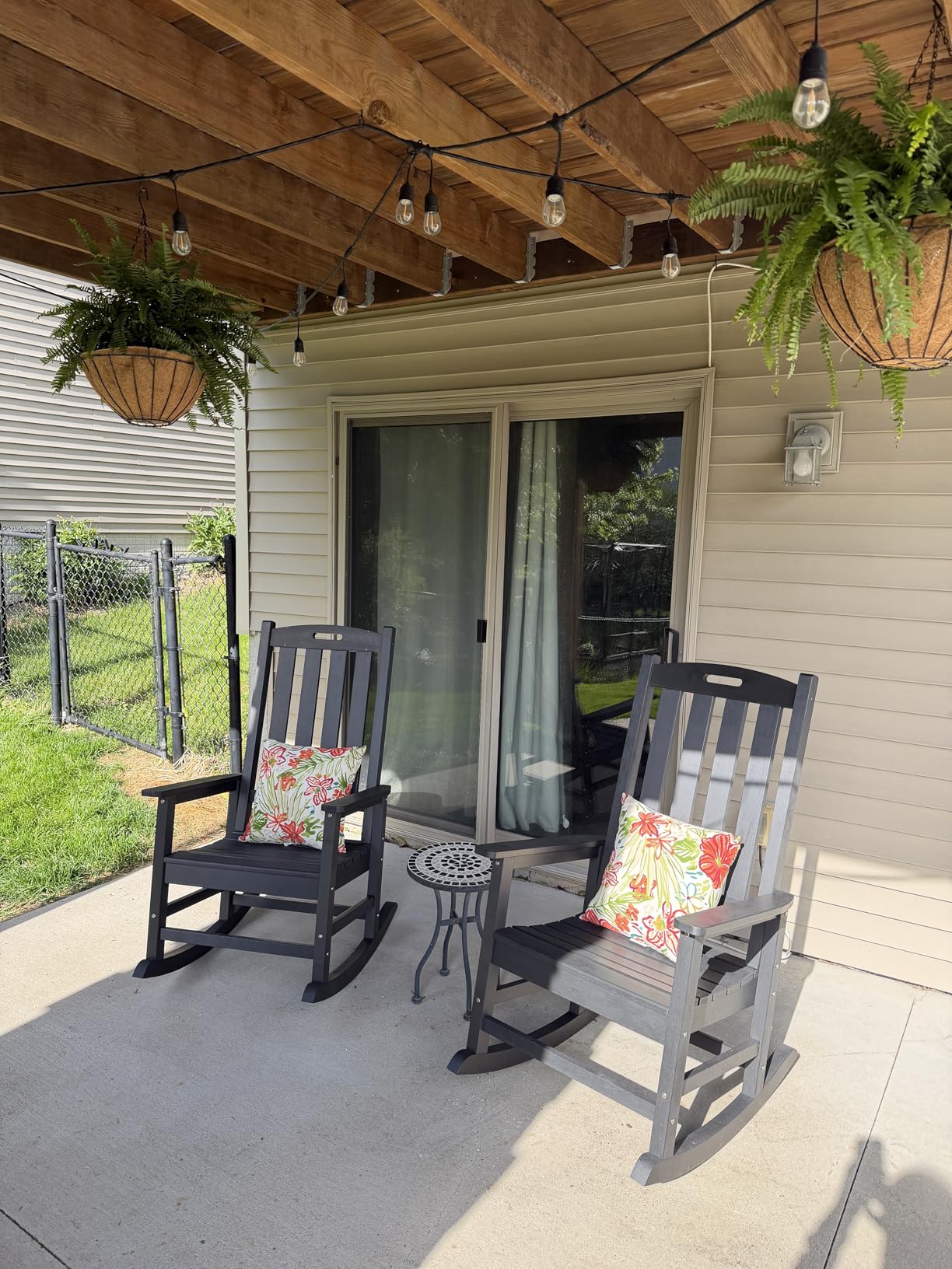 Oversized Outdoor Rocking Chair, HDPE Porch Rocker, Light Grey customer photo 2