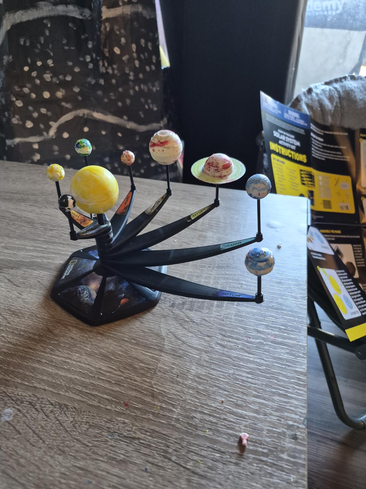 National Geographic Glow-in-the-Dark Solar System Model Kit for Kids - Build & Paint a 3D Planetary Model with Movable Arms, STEM Projects for Kids Ages 8-12, Space Themed Bedroom Decor customer photo 2