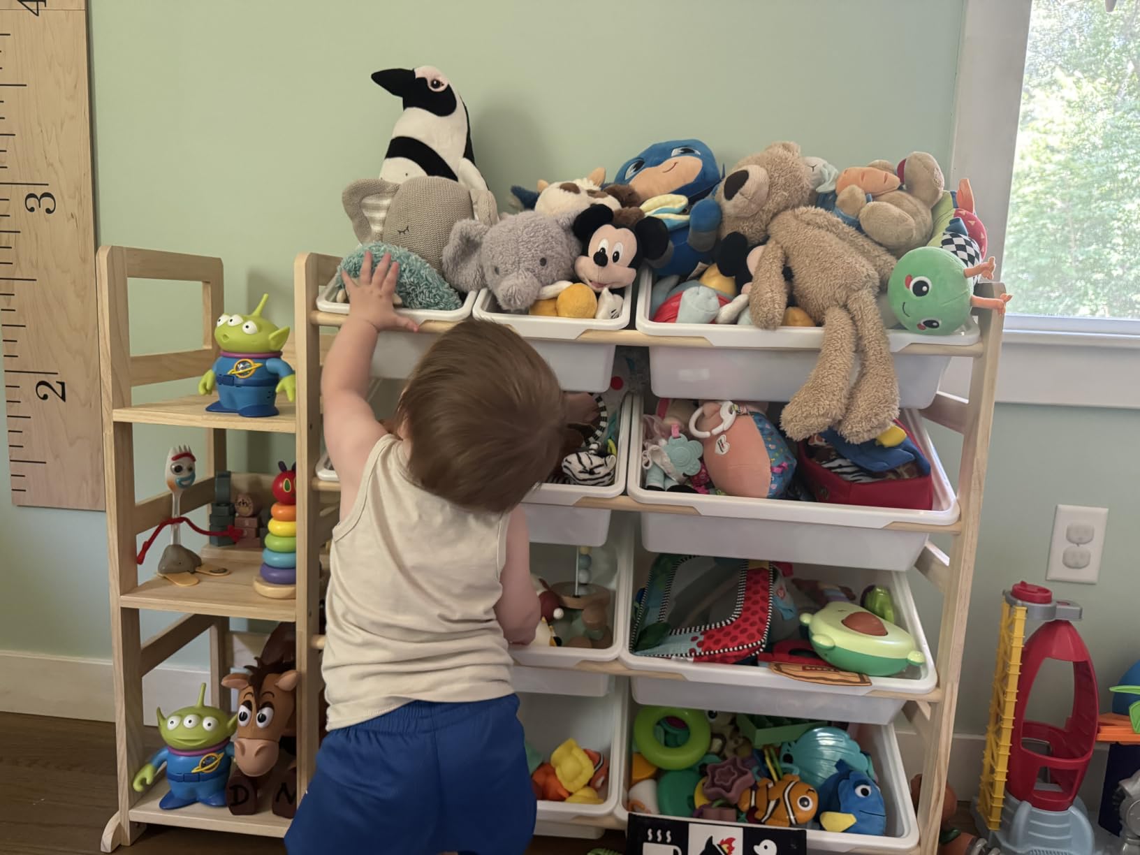 Toy Storage Organizer with Bookshelf, 3 Shelves and 12 Storage Bins, White customer photo 1