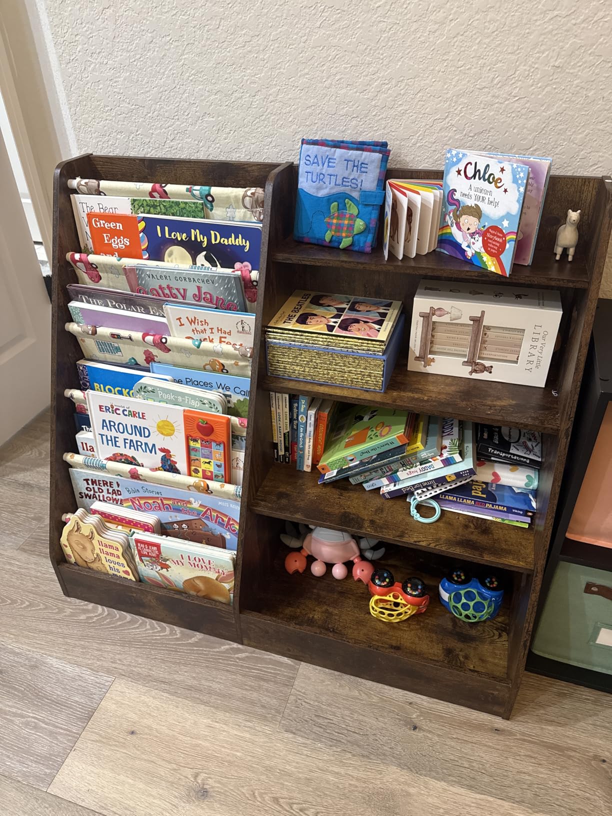 Lerliuo 4 Tier Kids Bookshelf, Book Shelf for Kids Rooms, Brown customer photo 2