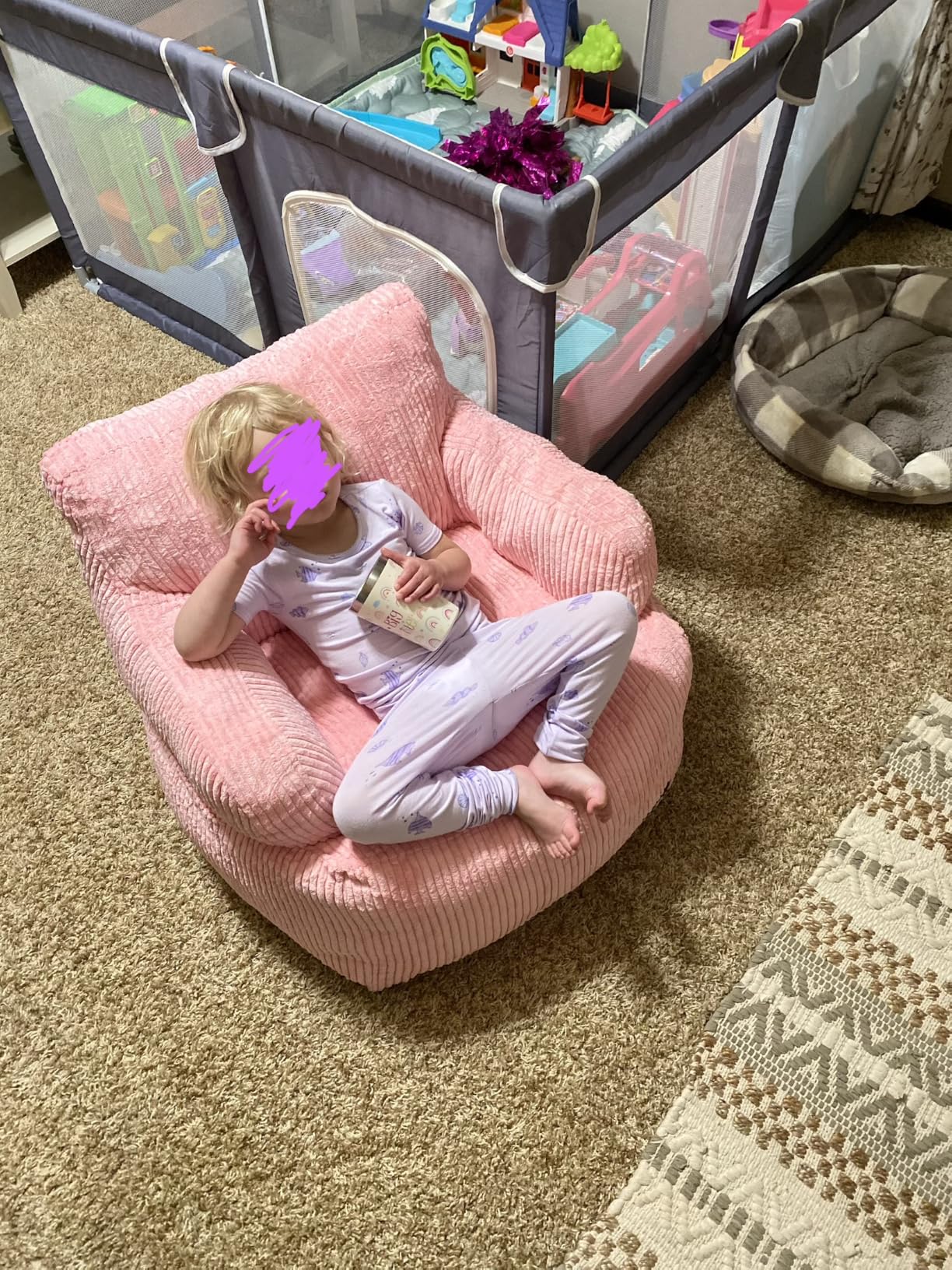 MAXYOYO Kids Bean Bag Chair, Stuffed Bean Bag Sofa, Dark Grey, Standard | Bean Bag Chair for Boys and Girls, Lazy Sofa with Pocket Floor Chair for Gaming, Reading customer photo 2