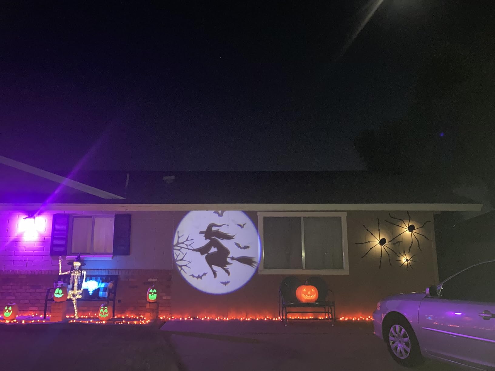 Halloween Projector Light with 1 Film Slides Holiday LED Projector Lights Outdoor Reflectors Waterproof Landscape Decorative Rotation Lighting Movement Projection Lamp(Witch) customer photo 1