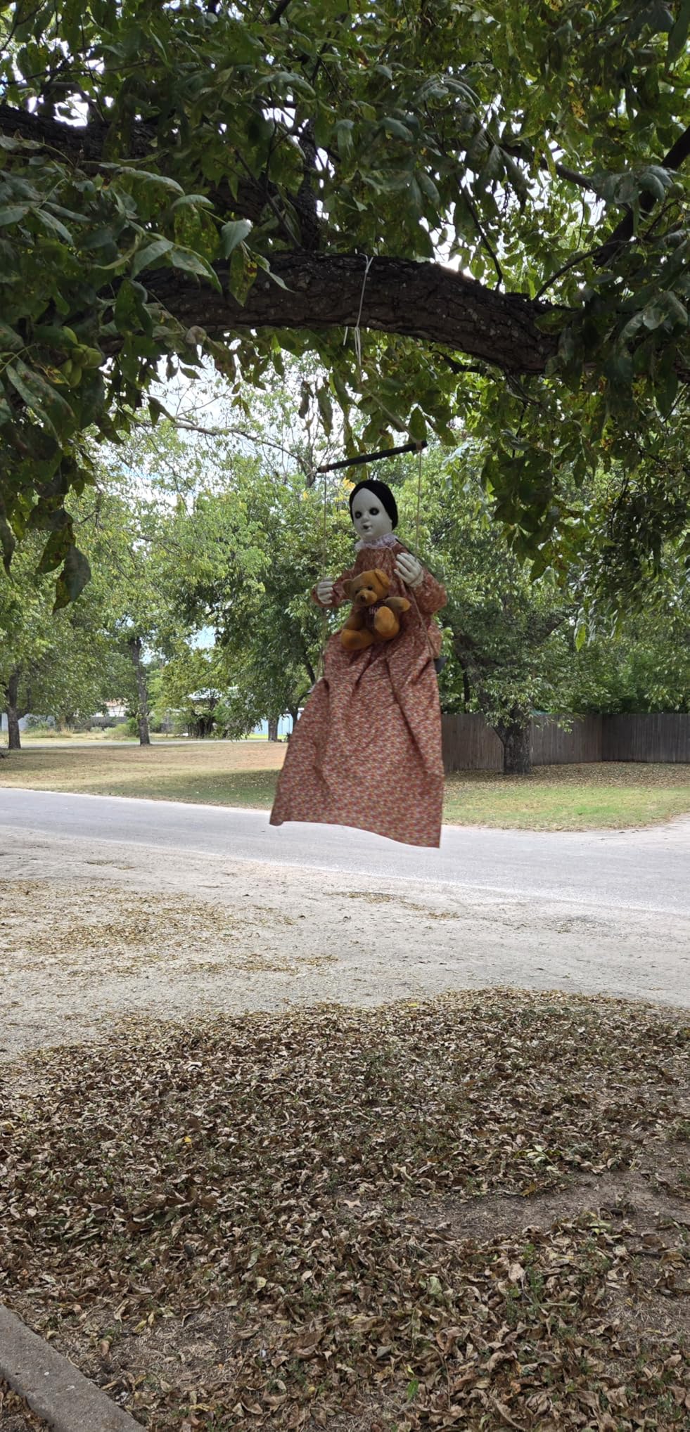 Scary Halloween Decorations Outdoor Hanging Swinging Doll Girl | Sound & Slap Activated, Light Up Eyes Creepy Sound Expressions, Large Scary Halloween Decor Props for Indoor Outside customer photo 2