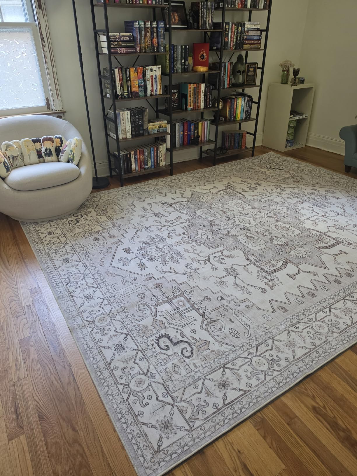 befbee Washable Area Rug 8x10, Large Neutral Beige Carpet for Living Room | Machine washable, Stain Resistant, Soft Low Pile, Non Slip Backing, Pet&Kid Friendly, Vintage Home Decor for Bedroom Nursery customer photo 2
