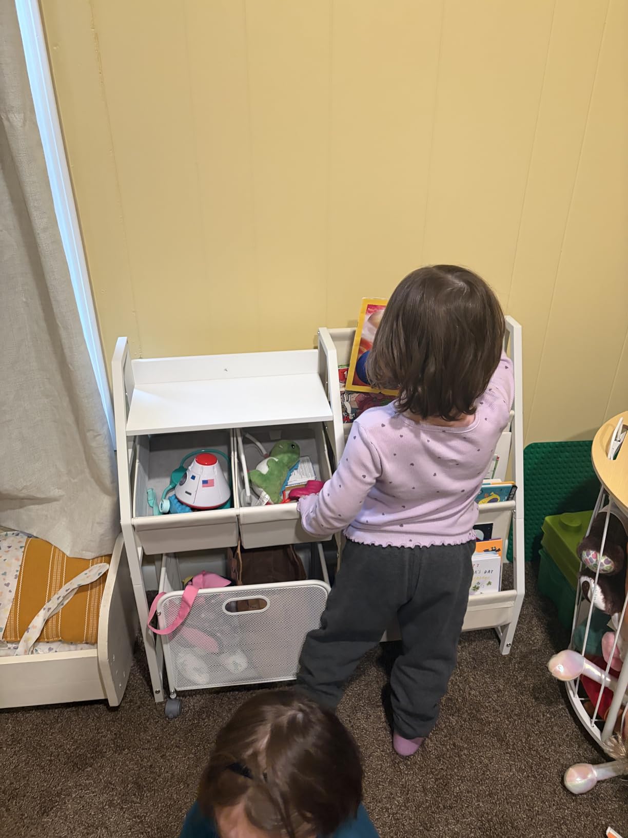 LATIBELL Kids Bookshelf Toy Storage Organizer and 2 Bins, 3 Tier White customer photo 2
