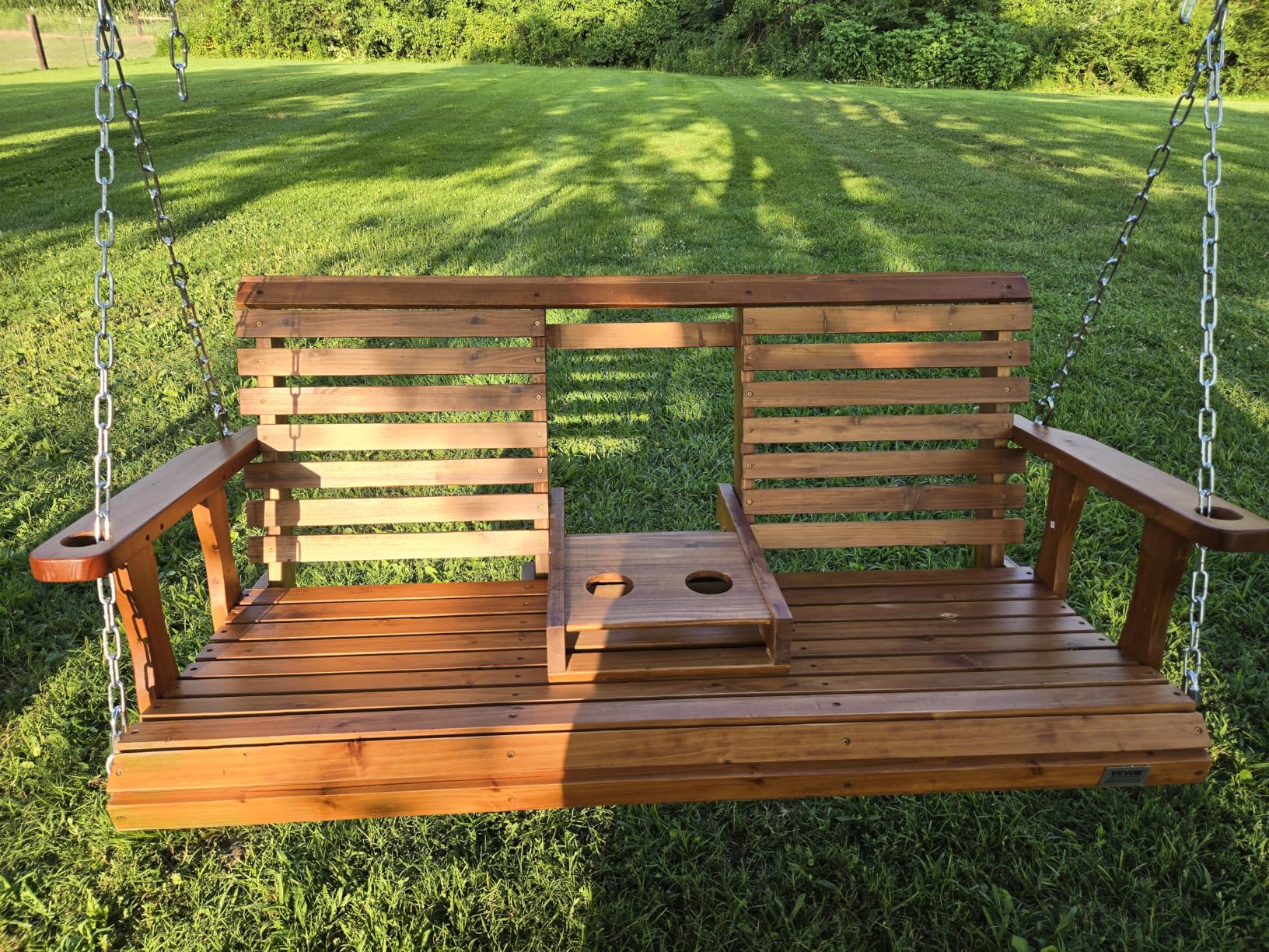 VEVOR Wooden Porch Swing 4.5 ft, Patio Bench Swing for Courtyard & Garden, Upgraded 880 lbs Strong Load Capacity, Heavy Duty Swing Chair Bench with Hanging Chains for Outdoors, White customer photo 2
