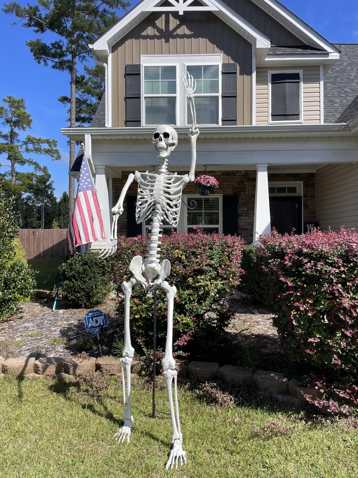 7.9Ft/240cm Halloween Giant Skeleton Life Size Skeleton Full Body Plastic Human Skeleton with Adjustable Joints for Halloween Outdoor Indoor Decoration customer photo 2