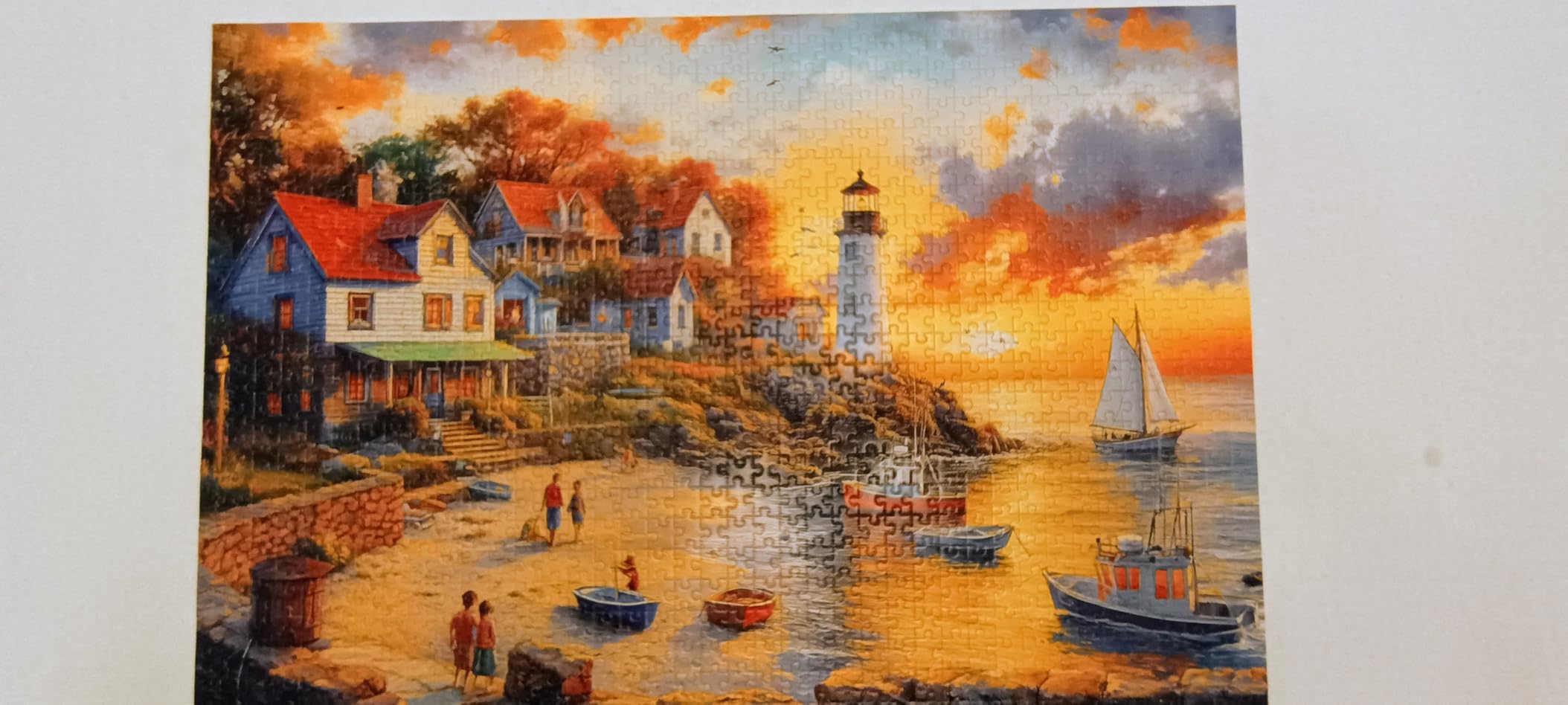 1000 Pieces Puzzles for Adults, Fall Seaside Puzzle 1000 Pieces | Fishing Village Jigsaw Puzzles 1000 Pieces, Creative Play Holiday Party Gifts Artwork Wall Home Decor Funny Puzzle for Adults customer photo 1