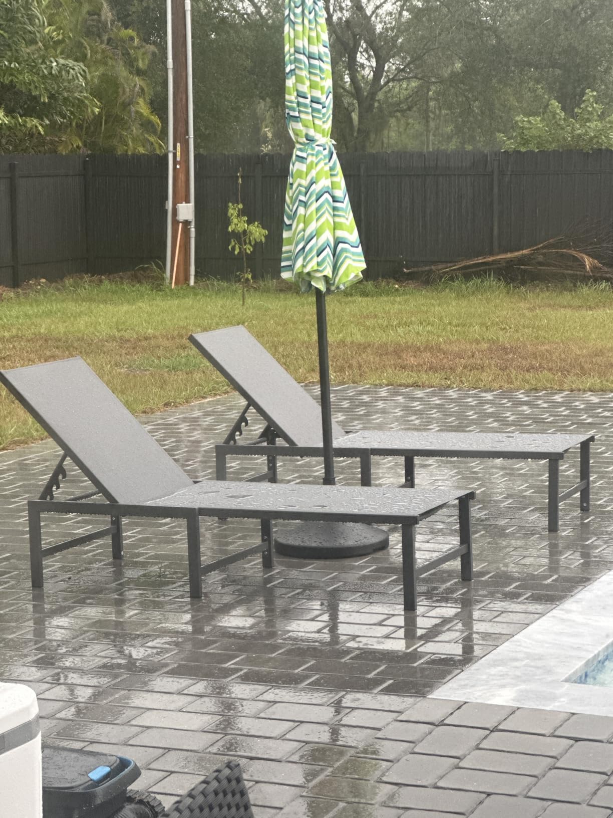 Aluminum Outdoor Chaise Lounge, 5-Position Textilene Chair, Grey | Rust-proof aluminum frame; UV quick-dry Textilene mesh; 5-position recliner; supports 400 lbs, built-in armrests customer photo 1