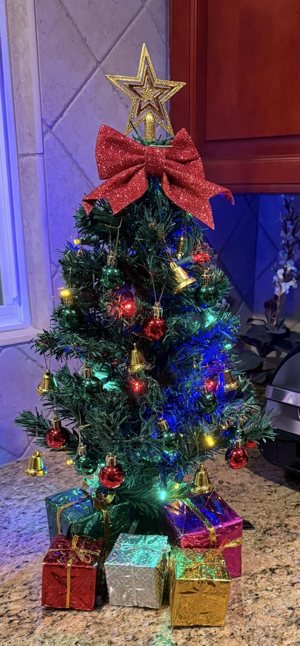 Small Christmas Tree with Lights - 23 Inch Mini Tabletop with Warm-White LED Lights customer photo 1