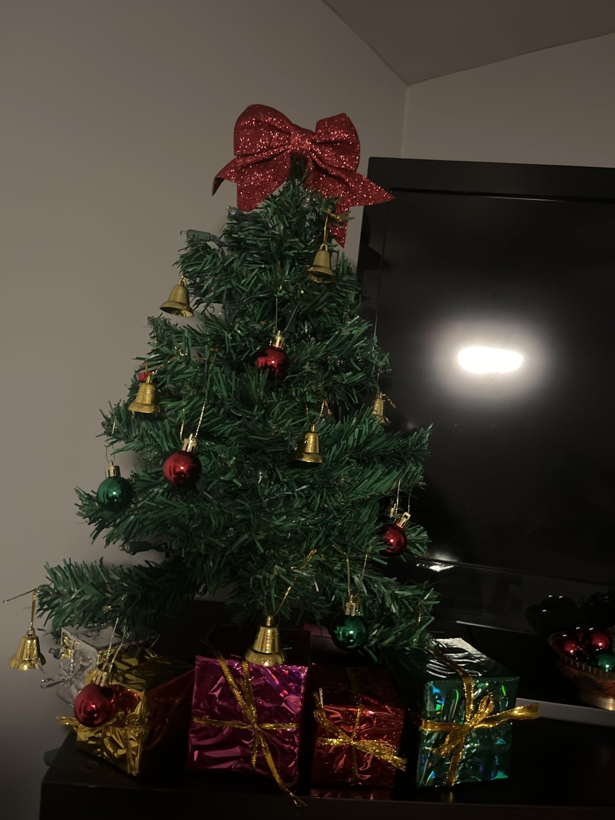 Small Christmas Tree with Lights - 23 Inch Mini Tabletop with Warm-White LED Lights customer photo 2