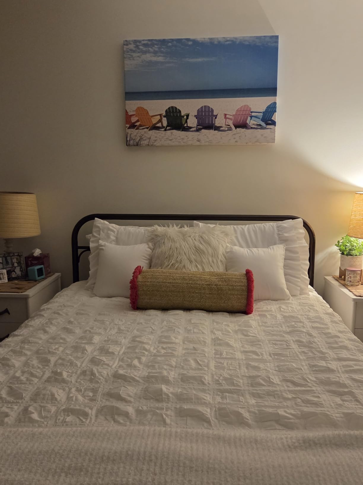 Cozy Bliss Cooling Comforter Seersucker Plaid Queen Size, Q-Max 0.45 Lightweight Cooling Blanket, Breathable Silk Smooth Summer Bedding Quilt for Hot Sleepers Night Sweats White customer photo 2