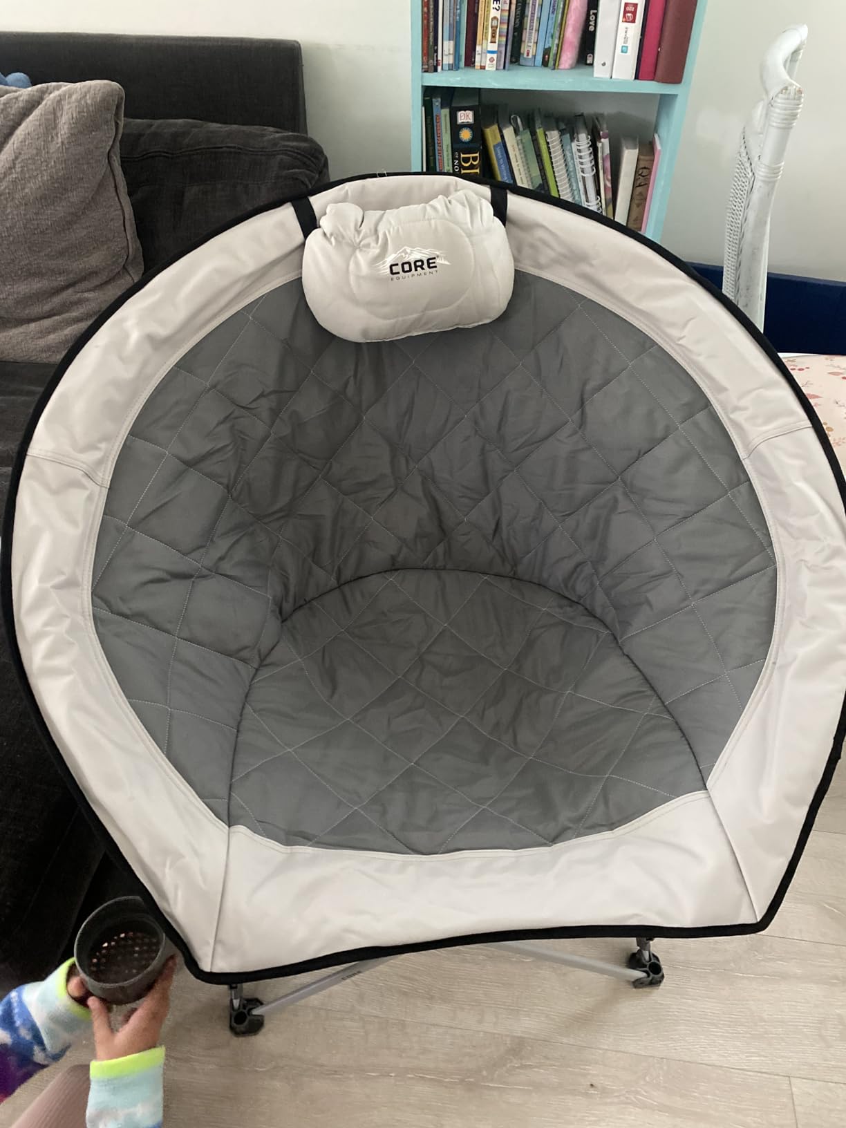 CORE Oversized Papasan Saucer Chair | Foldable Moon Lounge Chair with Cupholder & Storage Pocket for Indoor Home or Outdoor Camping | Perfect for Concert Seat, Sports, Beach, Travel & Picnic customer photo 2