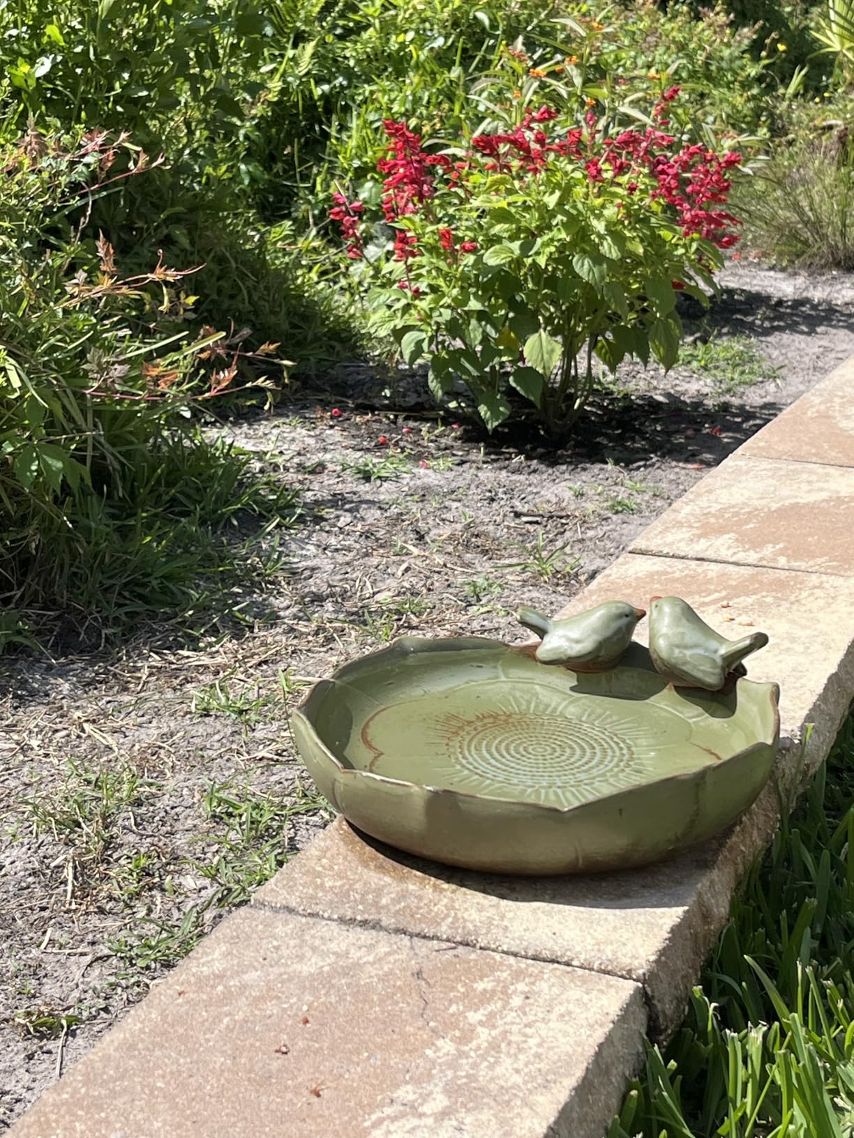 Ceramic Bird Bath for Outside on Ground, 9.45-Inch Birds Bath Bowl Only, Ground Bird Feeders and birdbath for Outdoors, Garden, Tabletop, Deck, Balcony and Lawn customer photo 1