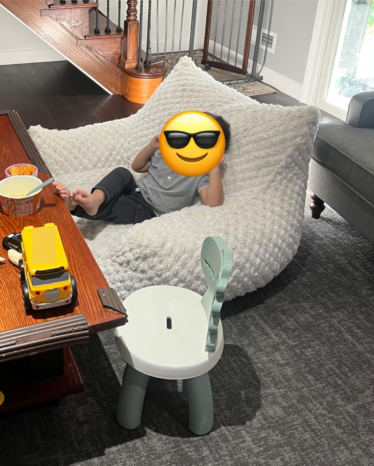 Bean Bag Chair with Ottoman, Modern Giant Bean Bag Couch Sofa with Footstool, Lounge Large Bean Bag Chairs for Adults Teens, Comfy Faux Fur Reading Chair for Bedroom, Living Room customer photo 1