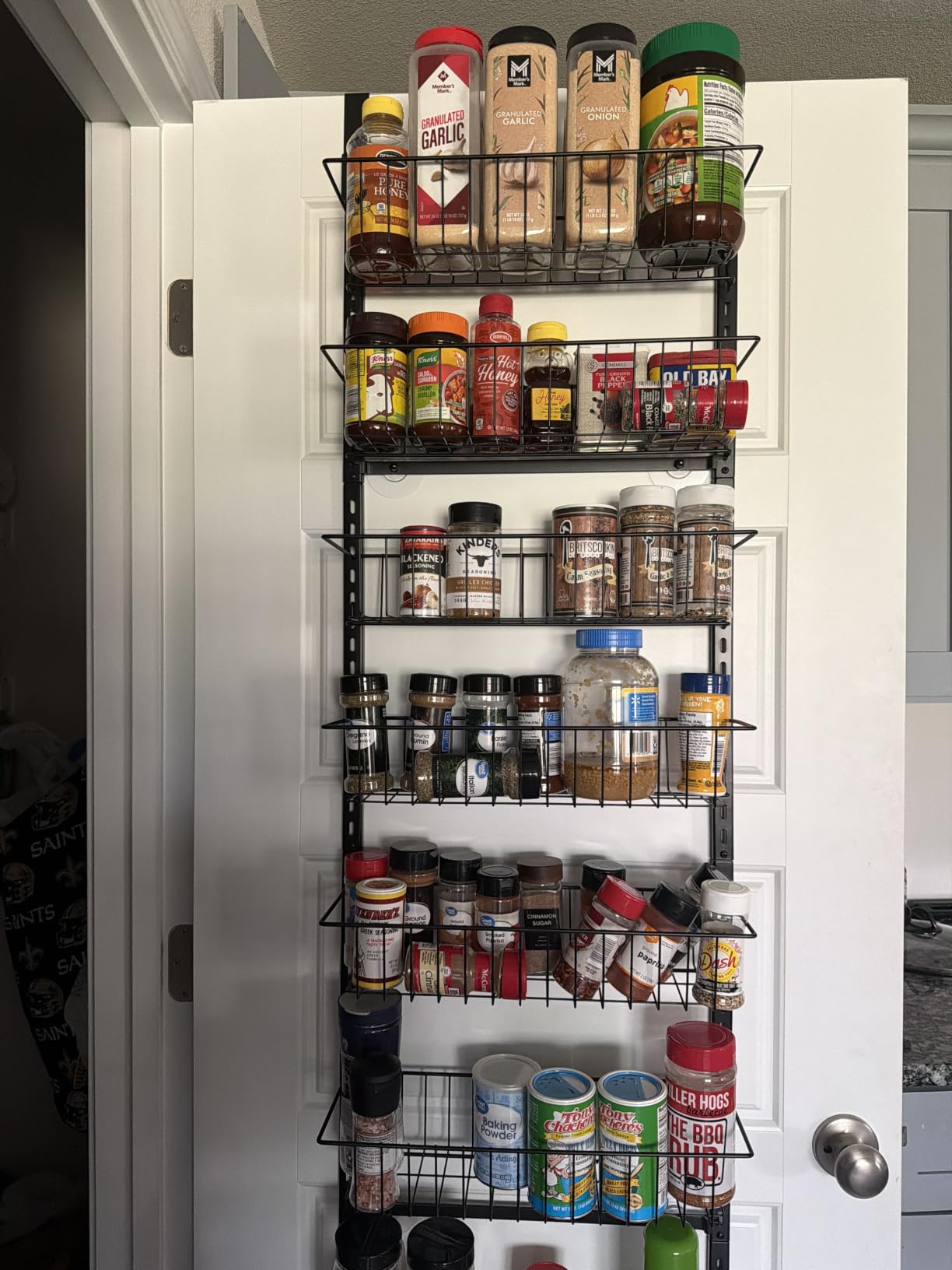 ElegantArray 8-Tier Pantry Door Organizer, Over The Door Pantry Organizer Rack and Storage, Hanging Spice Rack Shelves Door, Home Office Laundry Room Bathroom & Kitchen Organization Essentials Metal customer photo 1