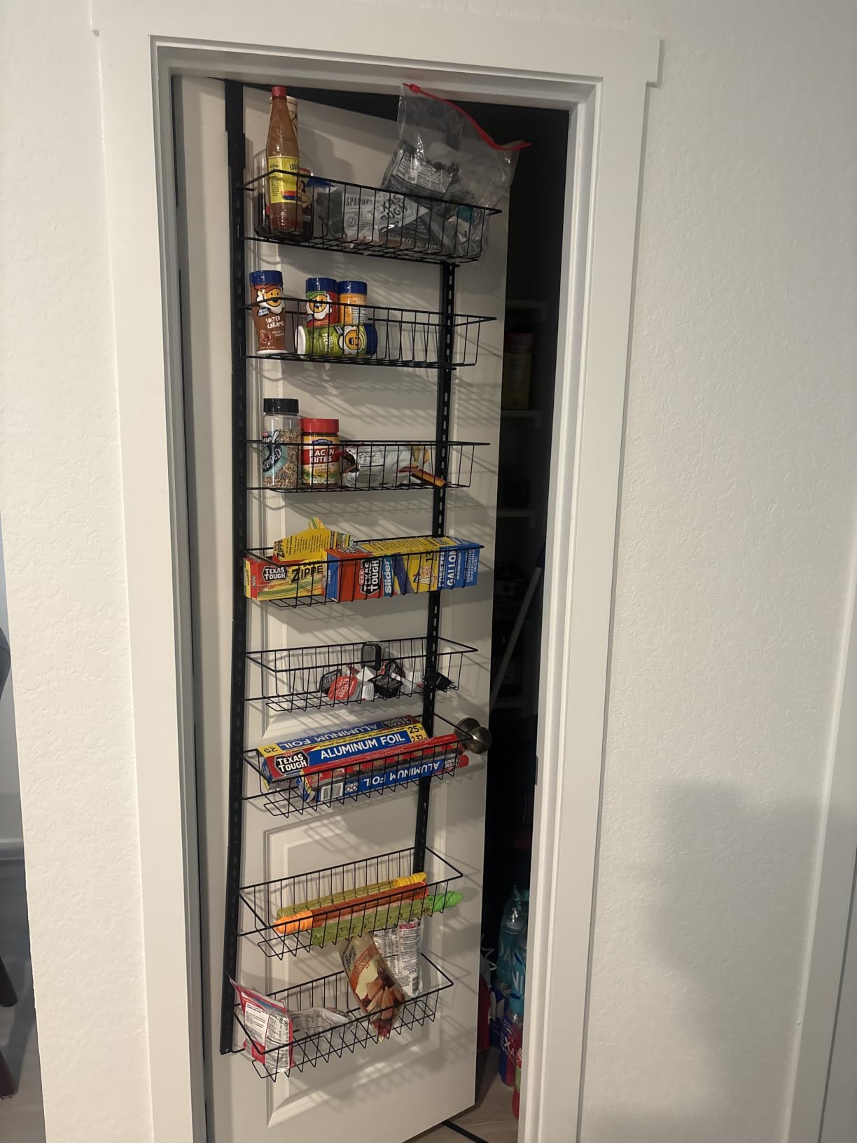 ElegantArray 8-Tier Pantry Door Organizer, Over The Door Pantry Organizer Rack and Storage, Hanging Spice Rack Shelves Door, Home Office Laundry Room Bathroom & Kitchen Organization Essentials Metal customer photo 2