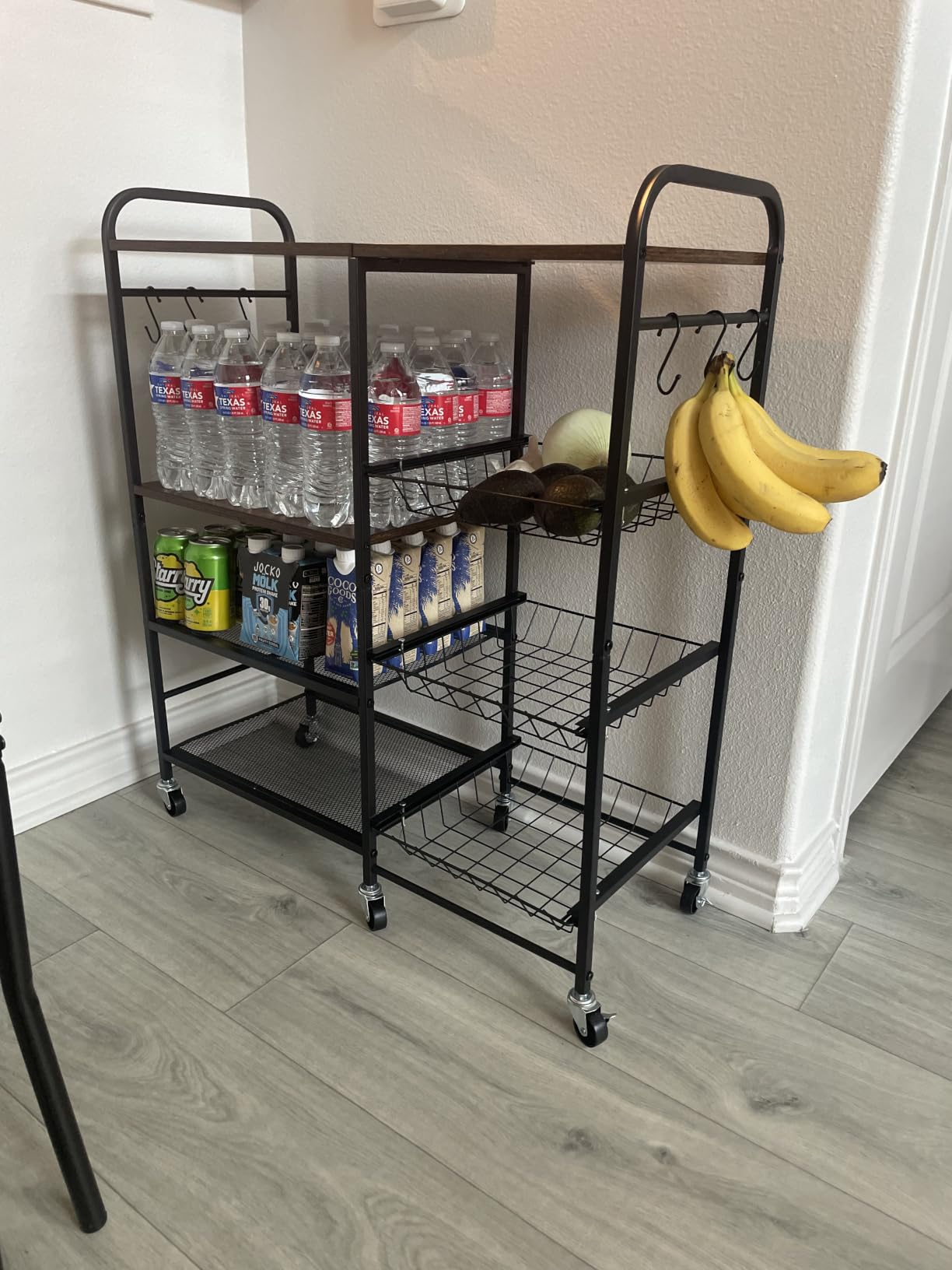 HapiRm Rolling Kitchen Microwave Cart - 4 Tier Microwave Table Stand with Pull-Out Baskets, Coffee Bar Baker's Rack with Wheels Rolling Storage Cart Organizer Shelf for Living Room Office, Balcony customer photo 1