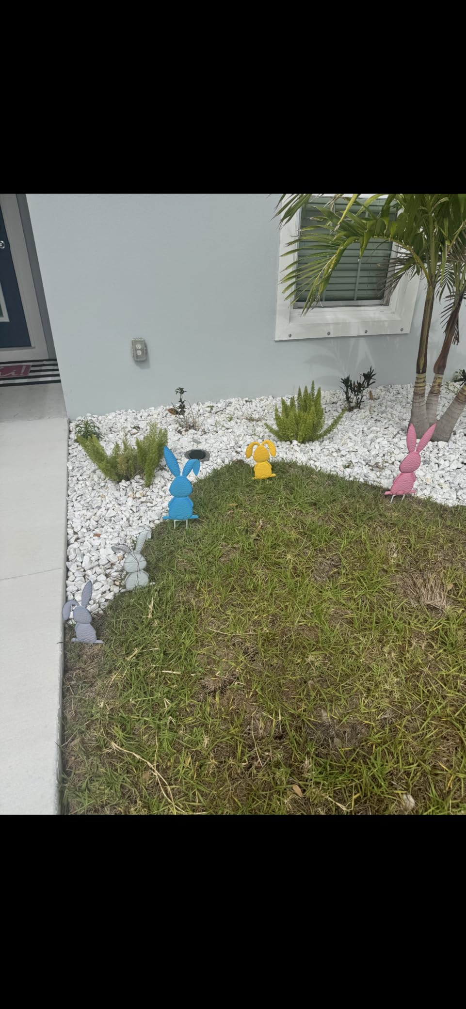 Outdoor Easter Yards Signs Decorations, 5 Pack Metal Bunny Signs with Stake | Cute Easter Bunny Yard Decorations for Front Door Lawn Patio Garden Outside customer photo 1