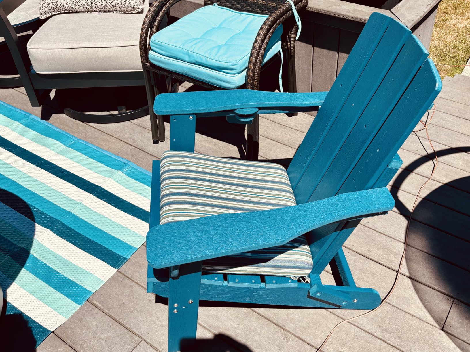 Folding Adirondack Chair Set of 4, HDPE Adirondack Chairs with 2 Cup Holder, Plastic All-Weather Fire Pit Chairs, Outdoor Lawn Chair for Patio Garden (Black) customer photo 2