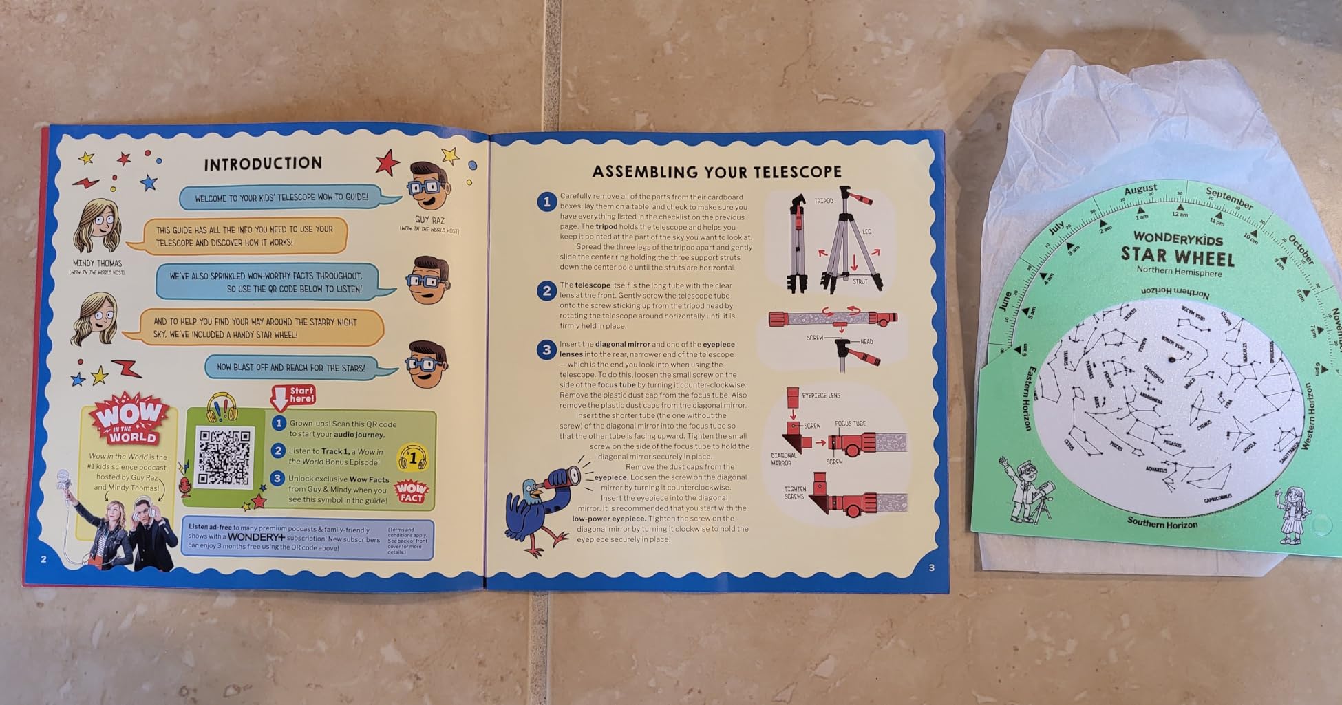 Wow in the World Kids’ Telescope & Astronomy Kit, 25x & 50x Magnification, Adjustable 48” Tripod, Includes Star Wheel & Companion Audio Content, Intro to Astronomy for Ages 6+ by Thames & Kosmos customer photo 2